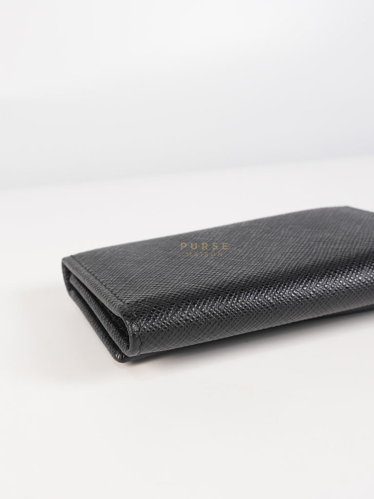 Key Holder in Black Saffiano Leather Gold Hardware | Purse Maison Luxury Bags Shop