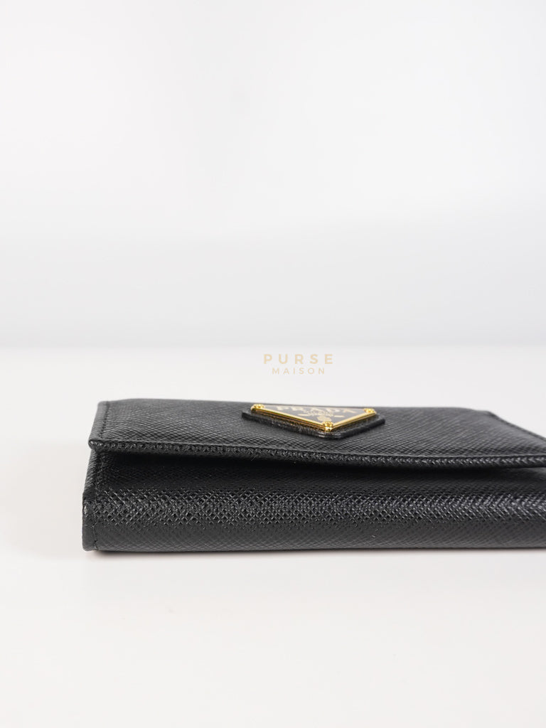 Key Holder in Black Saffiano Leather Gold Hardware | Purse Maison Luxury Bags Shop