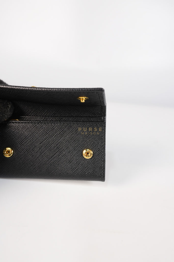 Key Holder in Black Saffiano Leather Gold Hardware | Purse Maison Luxury Bags Shop