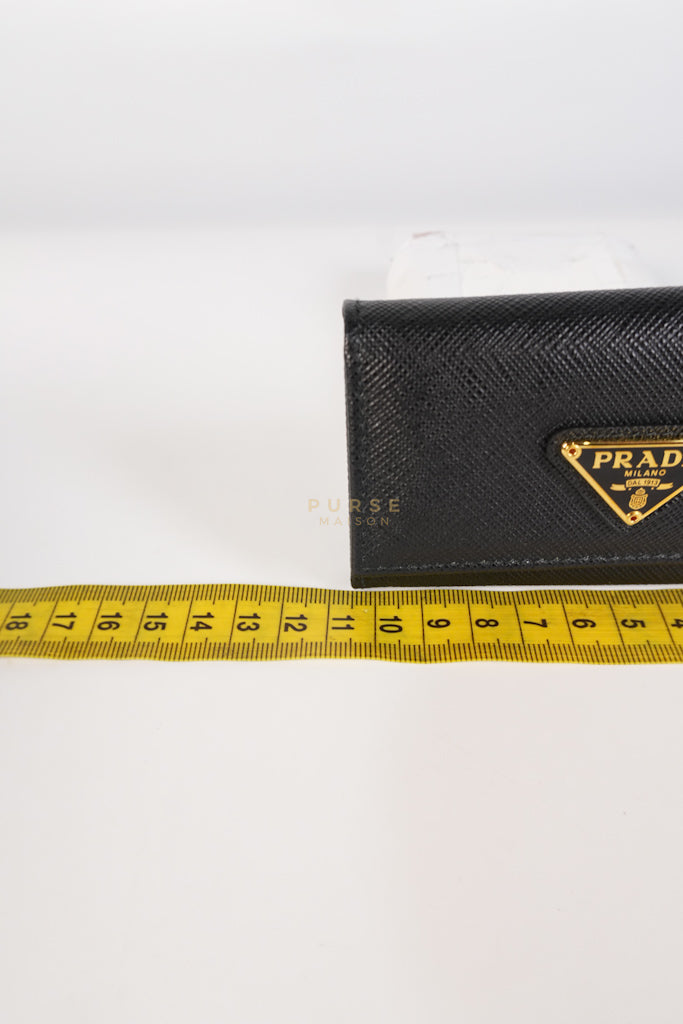 Key Holder in Black Saffiano Leather Gold Hardware | Purse Maison Luxury Bags Shop