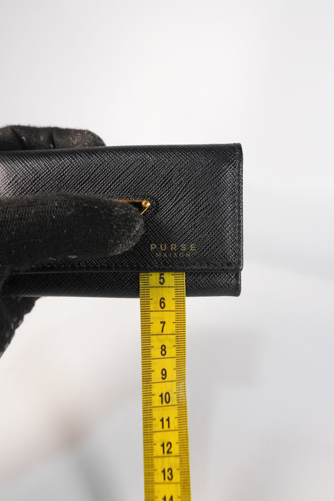 Key Holder in Black Saffiano Leather Gold Hardware | Purse Maison Luxury Bags Shop