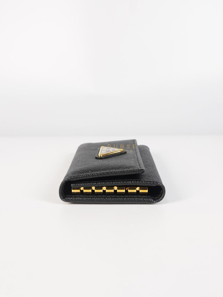 Key Holder in Black Saffiano Leather Gold Hardware | Purse Maison Luxury Bags Shop