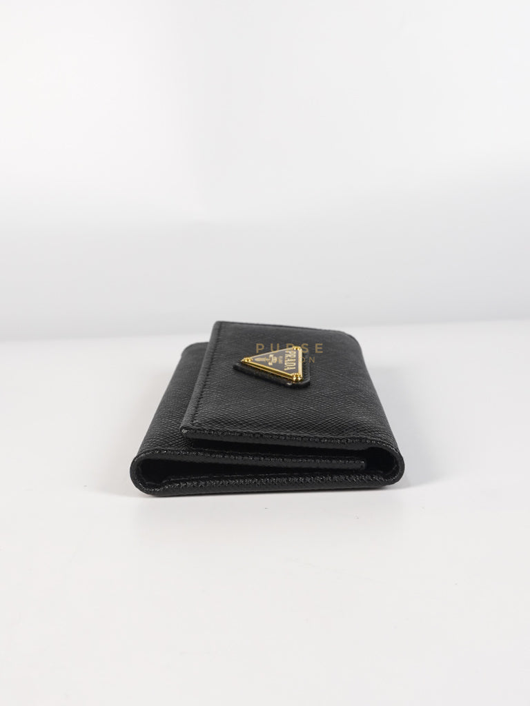 Key Holder in Black Saffiano Leather Gold Hardware | Purse Maison Luxury Bags Shop