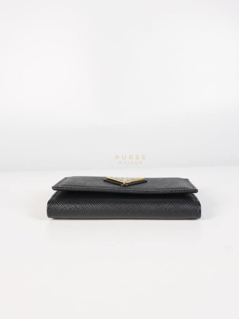 Key Holder in Black Saffiano Leather Gold Hardware | Purse Maison Luxury Bags Shop