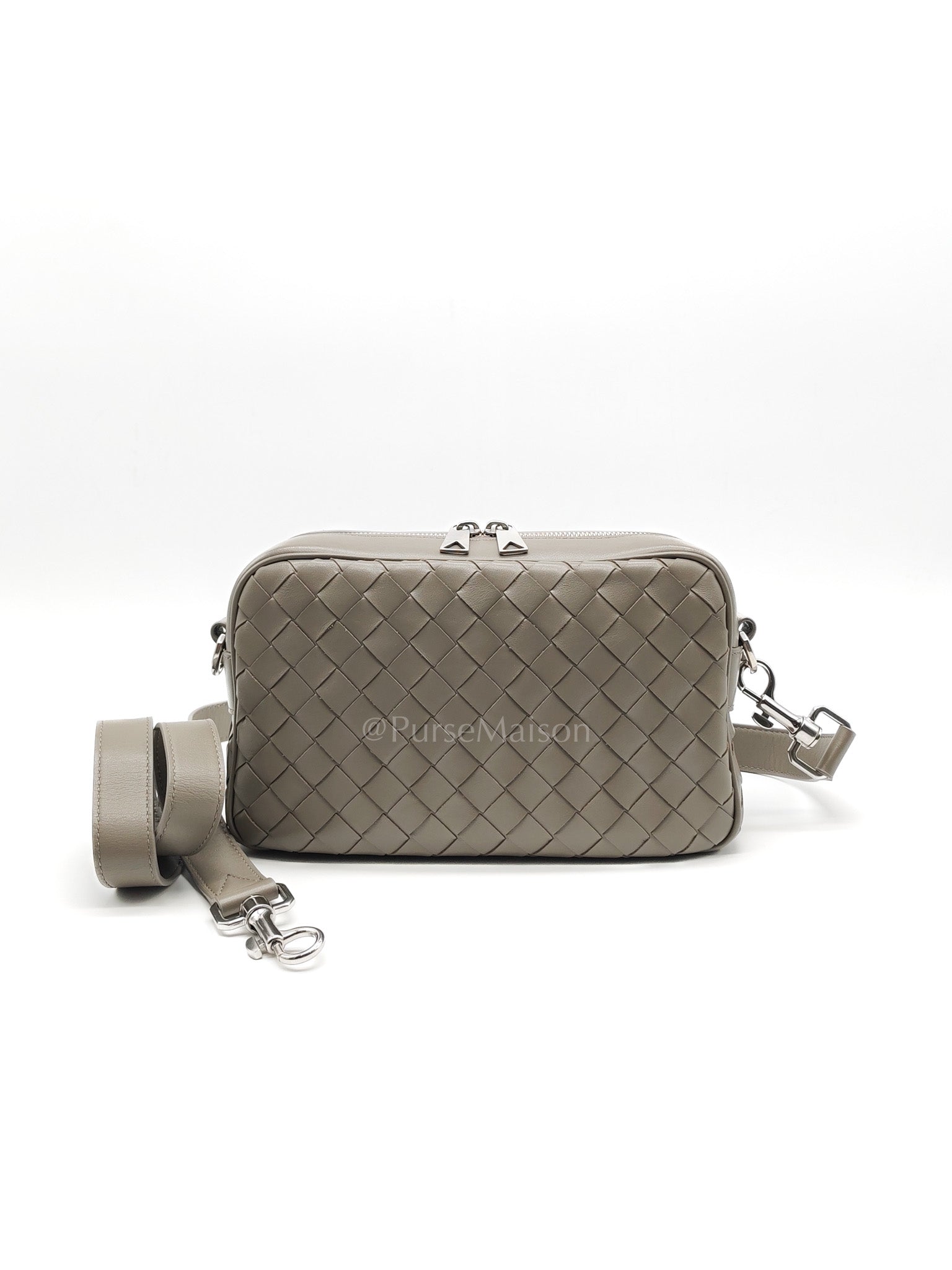 Mini Loop Camera Bag in Thunder Gray Nappa Intrecciato Leather
