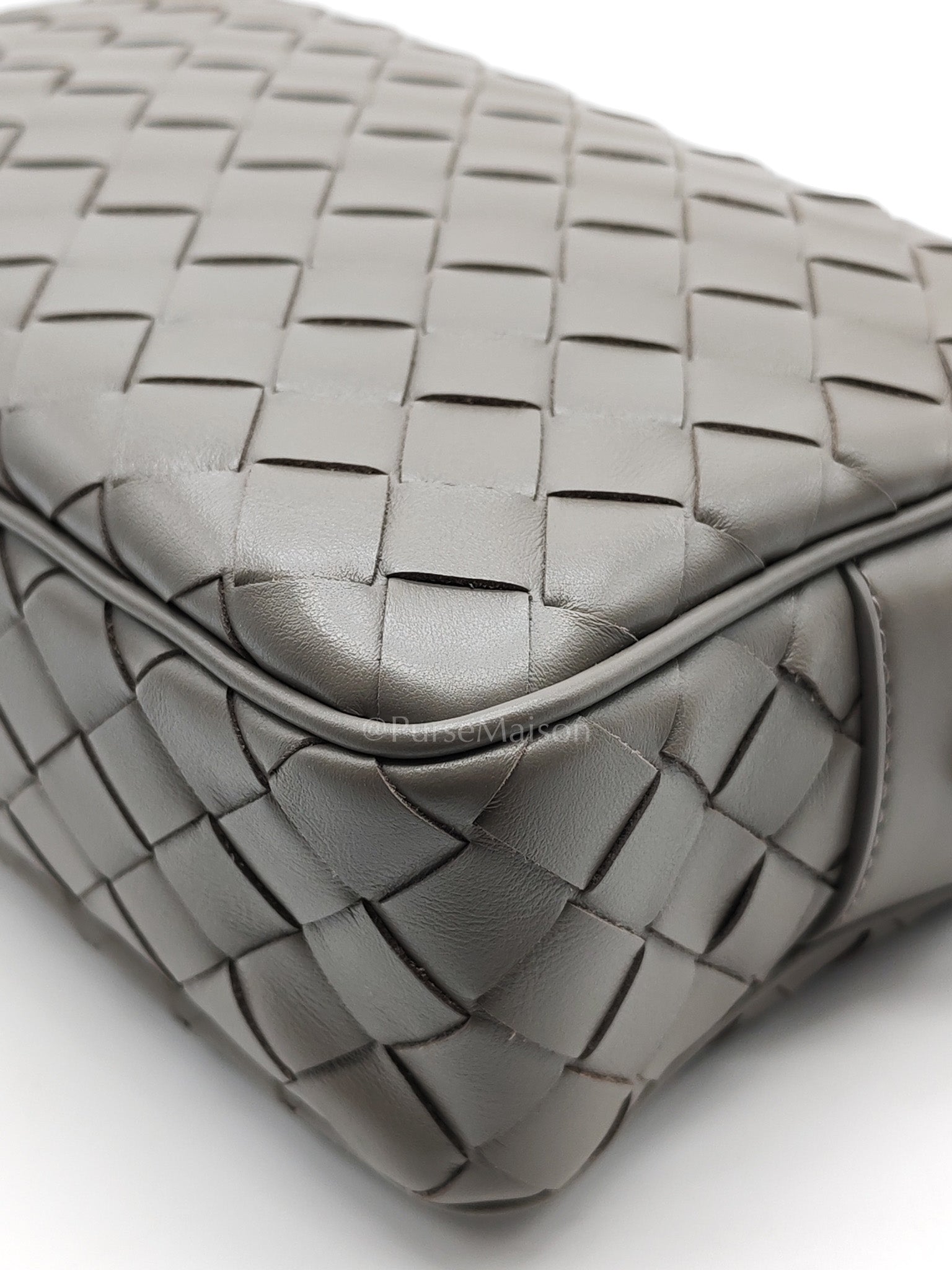 Mini Loop Camera Bag in Thunder Gray Nappa Intrecciato Leather