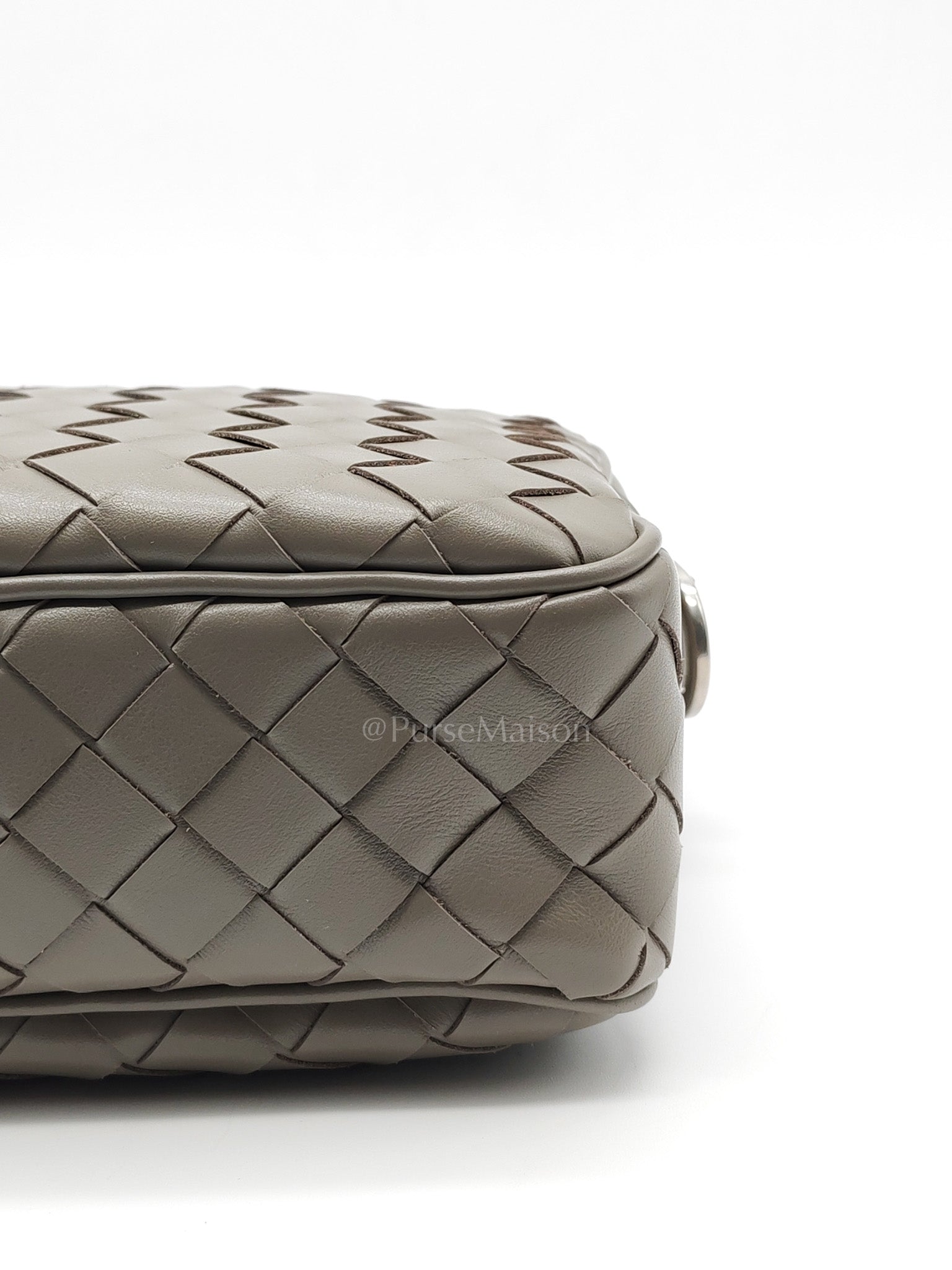 Mini Loop Camera Bag in Thunder Gray Nappa Intrecciato Leather