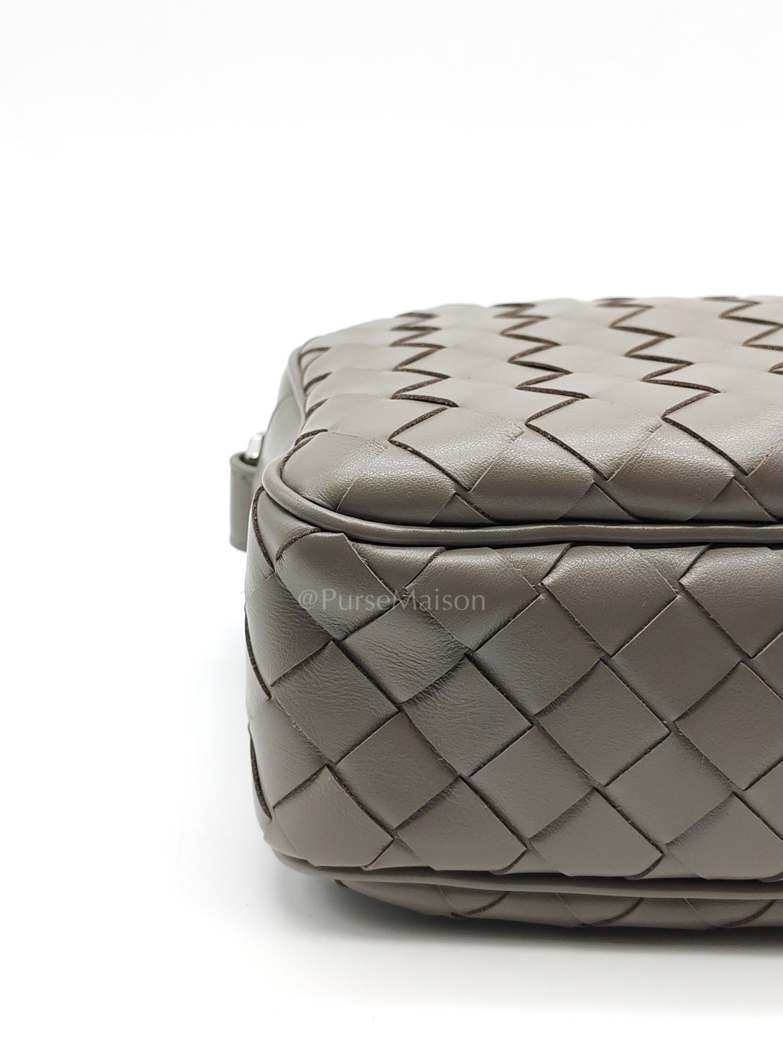 Mini Loop Camera Bag in Thunder Gray Nappa Intrecciato Leather