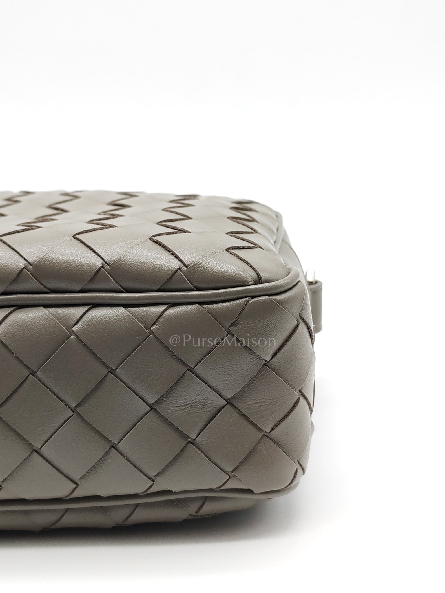 Mini Loop Camera Bag in Thunder Gray Nappa Intrecciato Leather