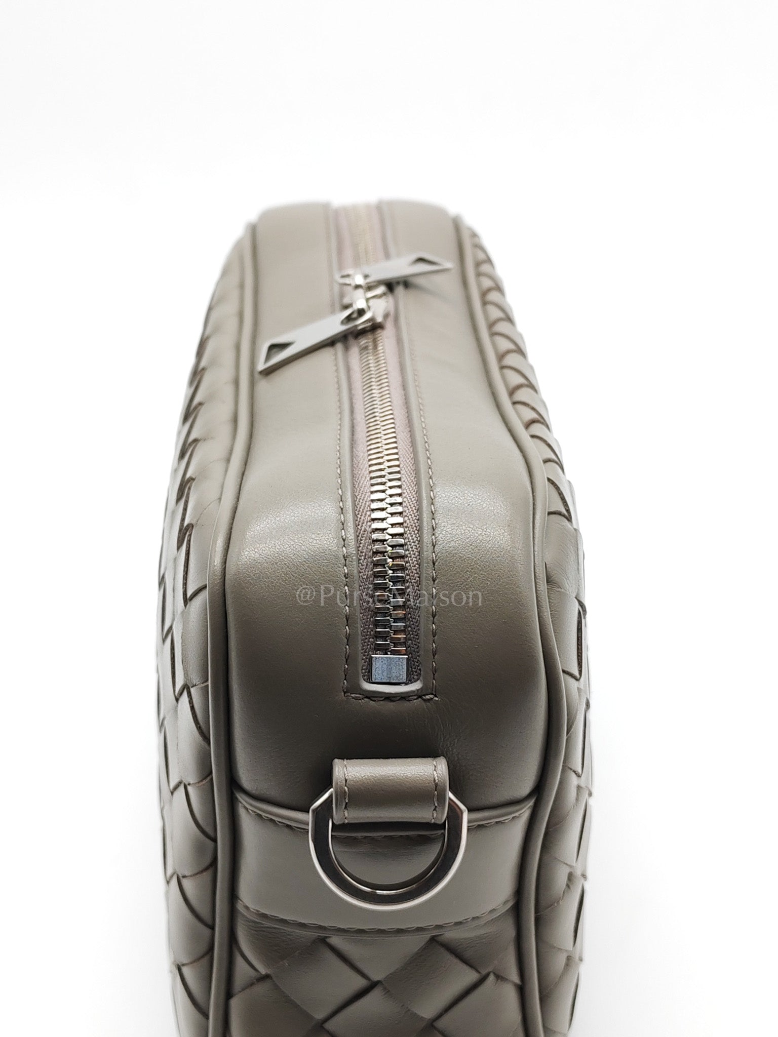 Mini Loop Camera Bag in Thunder Gray Nappa Intrecciato Leather