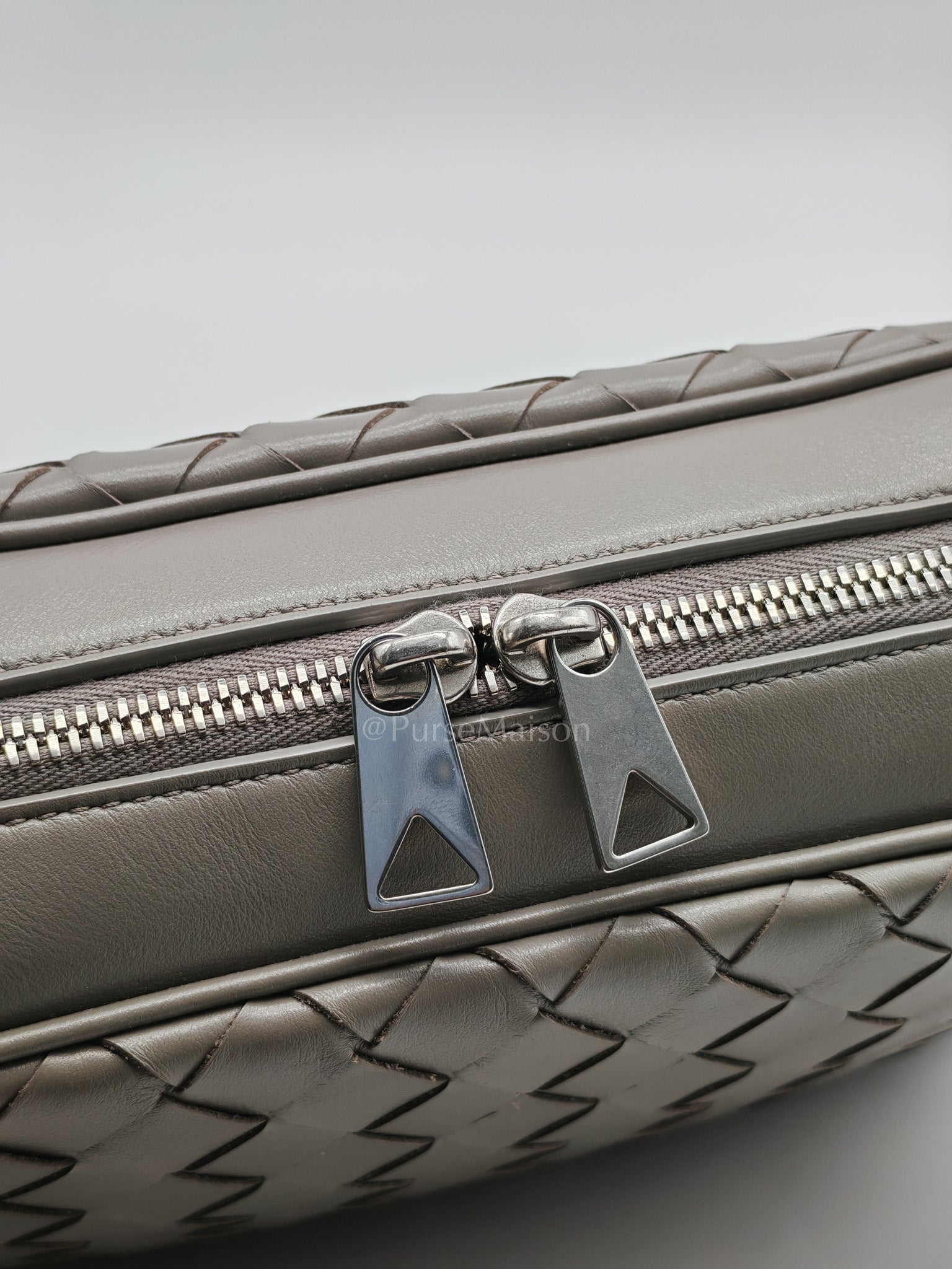 Mini Loop Camera Bag in Thunder Gray Nappa Intrecciato Leather
