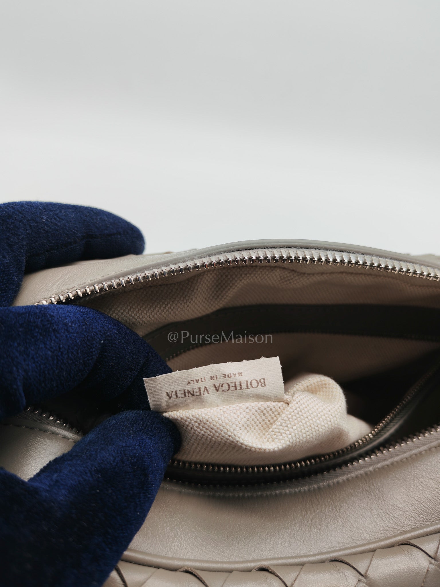 Mini Loop Camera Bag in Thunder Gray Nappa Intrecciato Leather