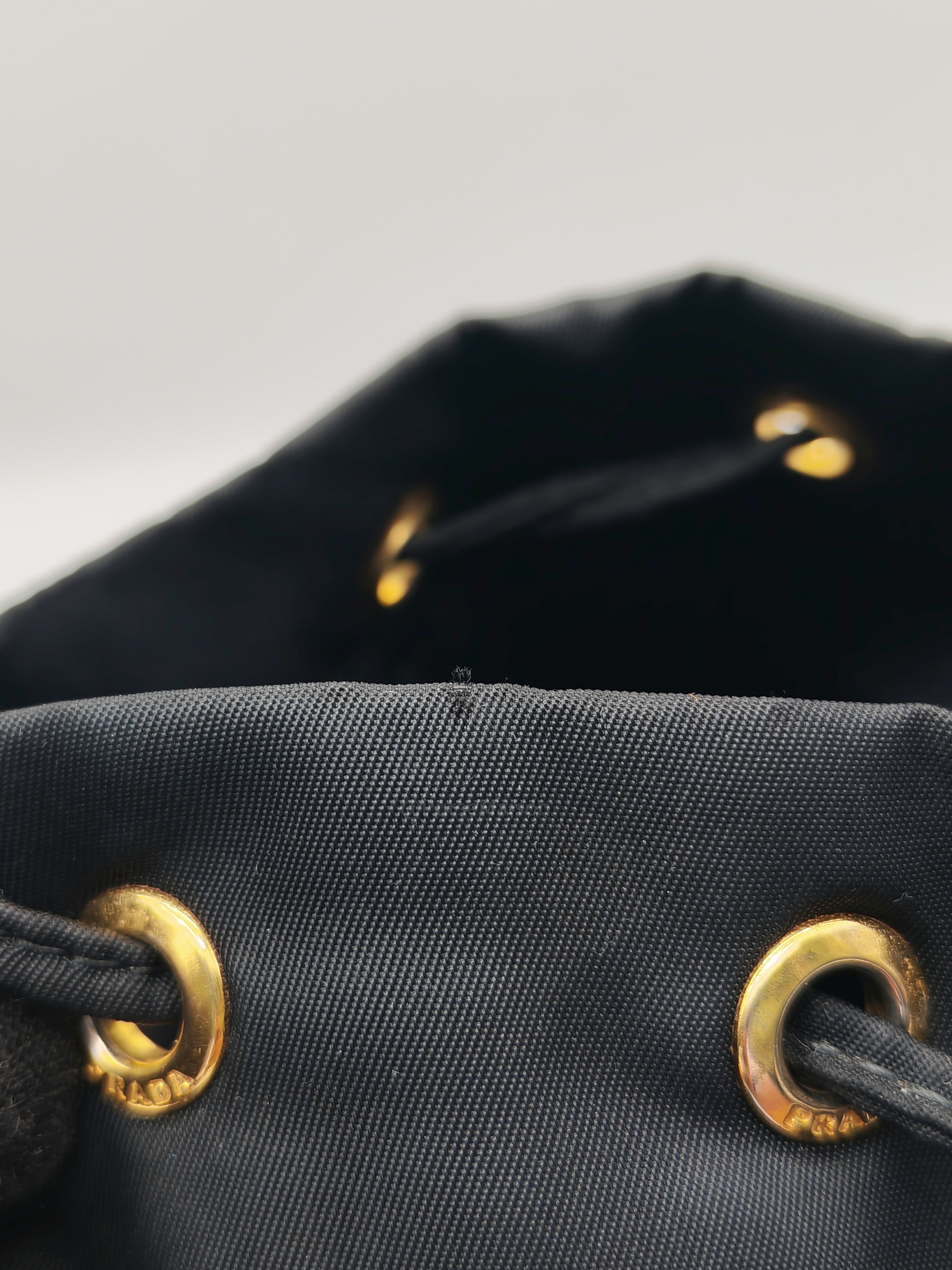 Prada Duet Re-Nylon bucket Bag Small in Black Tessuto Nylon and Gold Hardware