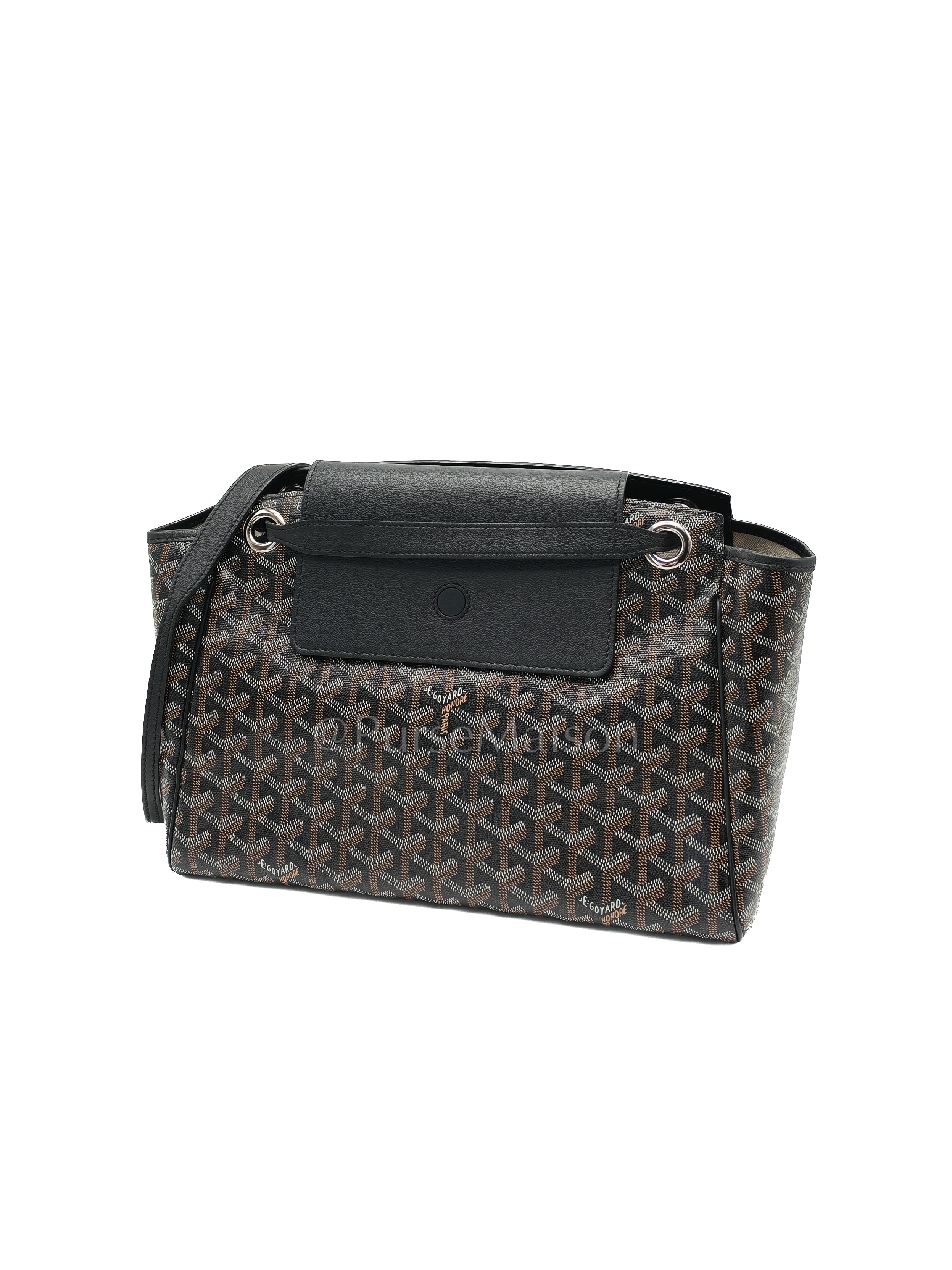 Rouette Souple PM in Black Goyardine Canvas & Silver Hardware