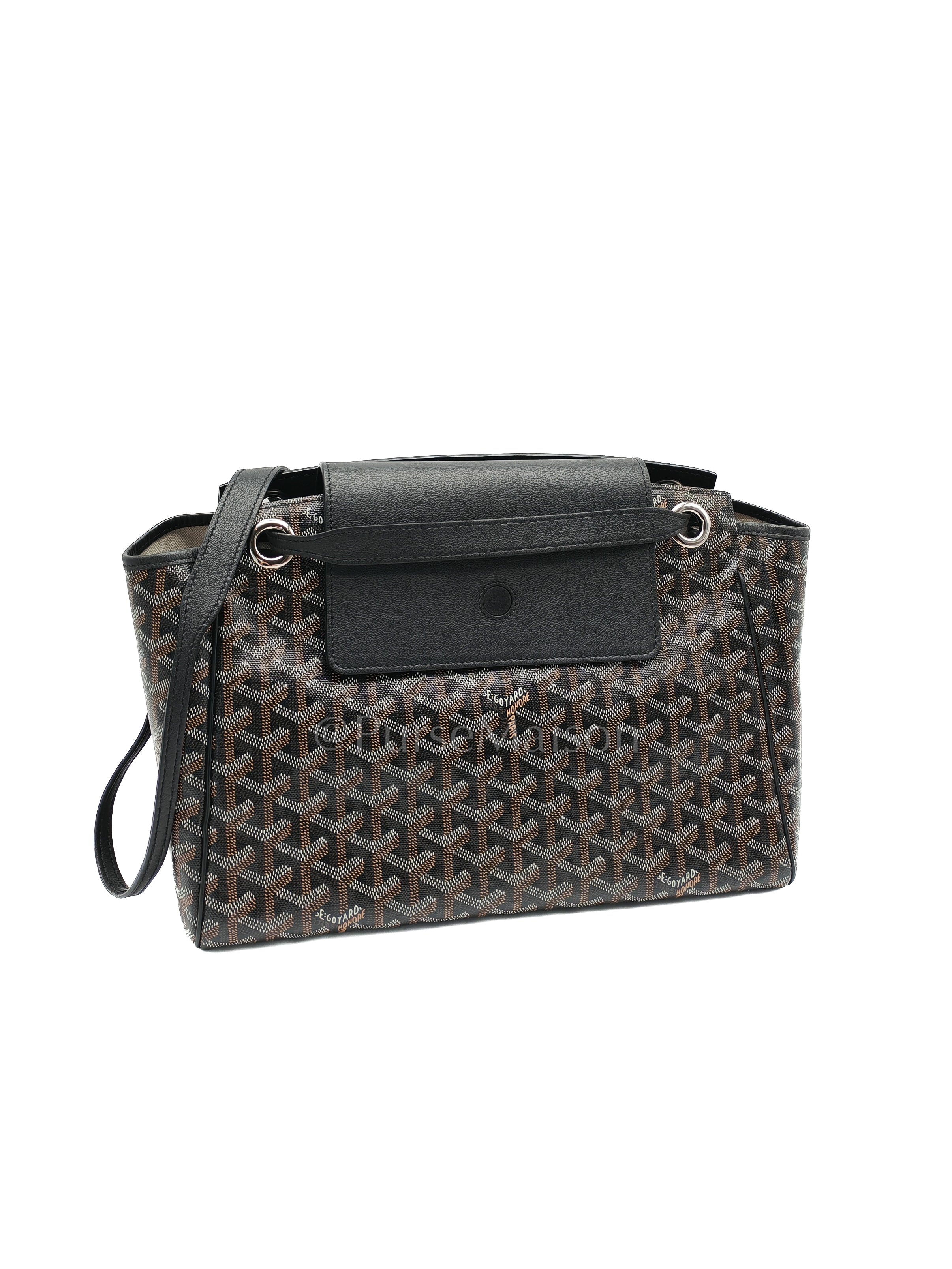Rouette Souple PM in Black Goyardine Canvas & Silver Hardware