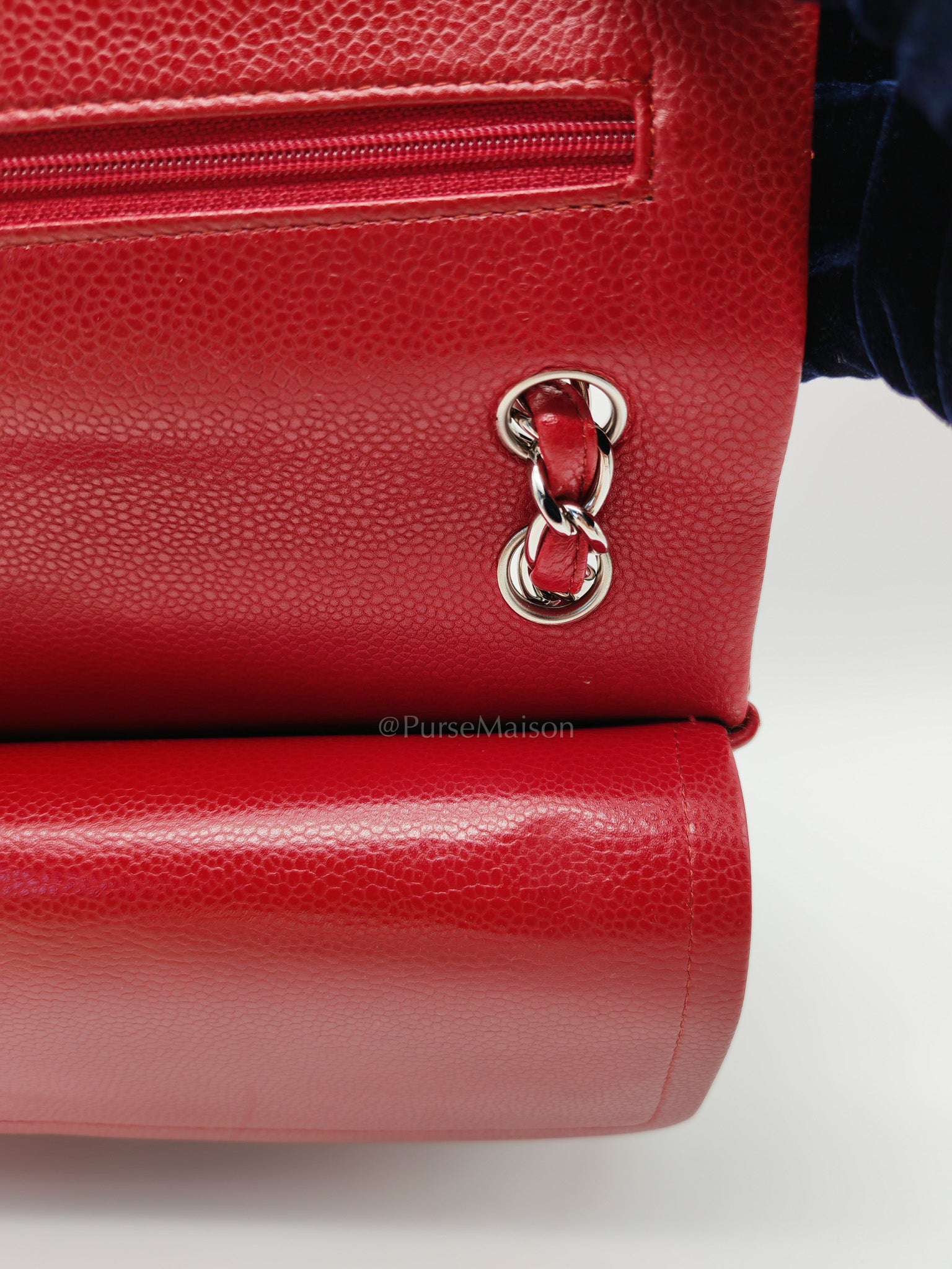 Classic Double Flap Jumbo in Red Quilted Caviar Leather and Silver Hardware Series 16