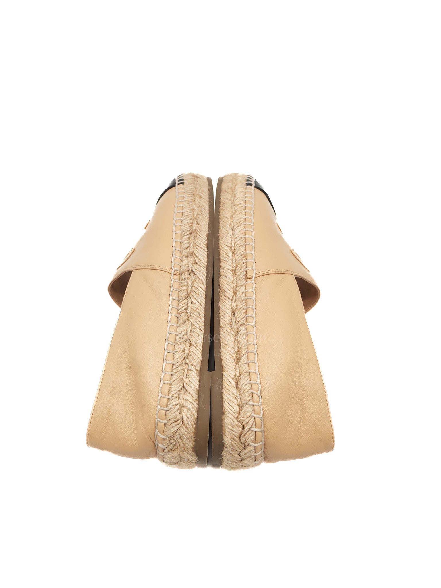 CC Espadrilles in Beige Lambskin Leather and Black Toe Size 37 EU (23.5cm)