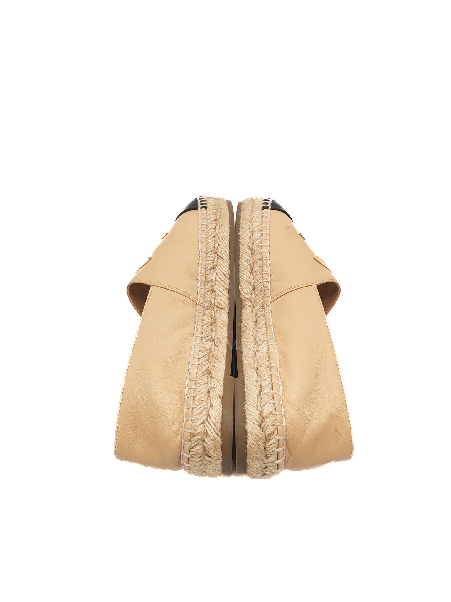 CC Espadrilles in Beige Lambskin Leather and Black Toe Size 37 EU (23.5cm)