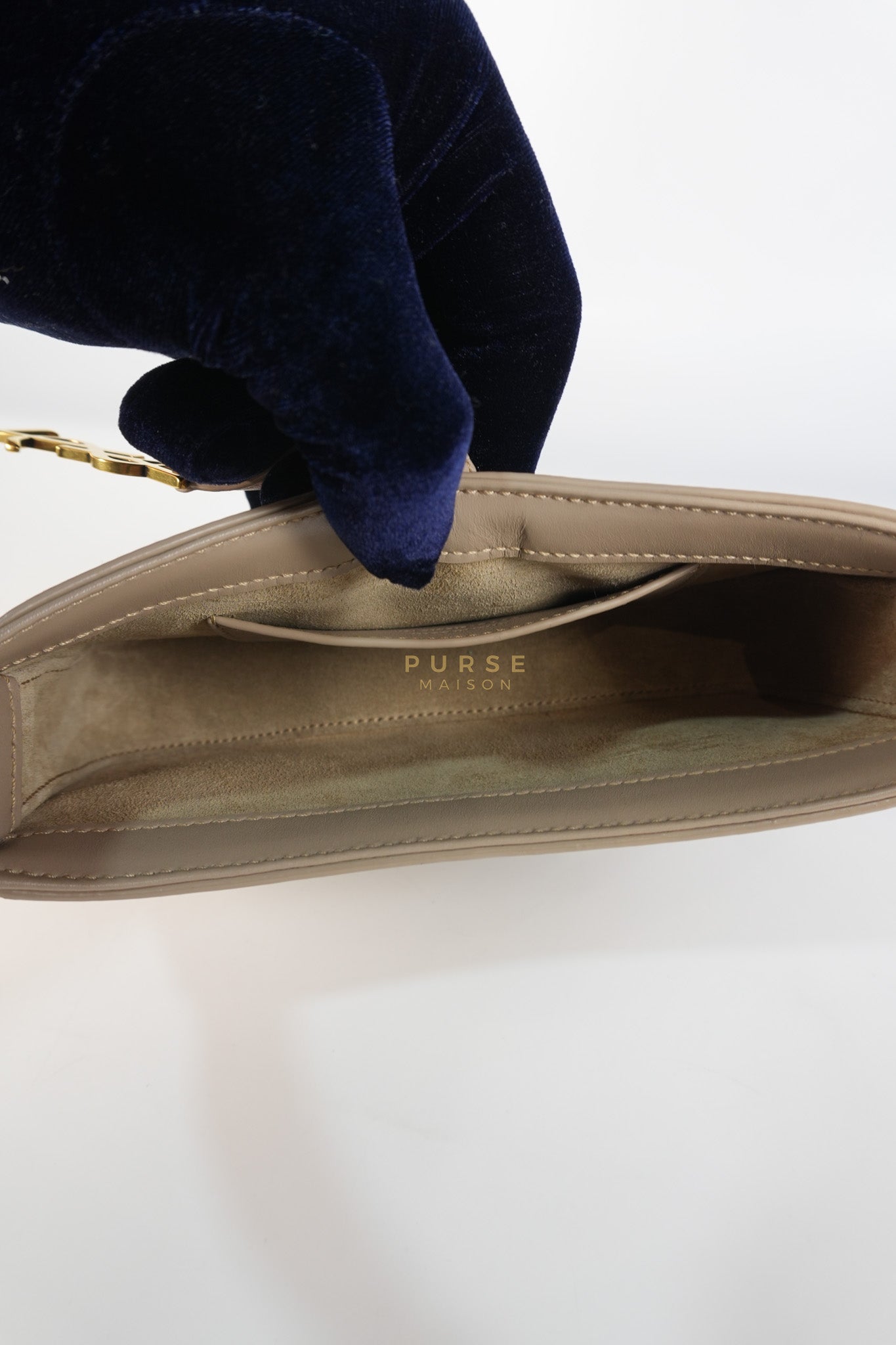 Le 5 A 7 Mini Hobo Shoulder Gold Hardware Bag in Dark Beige