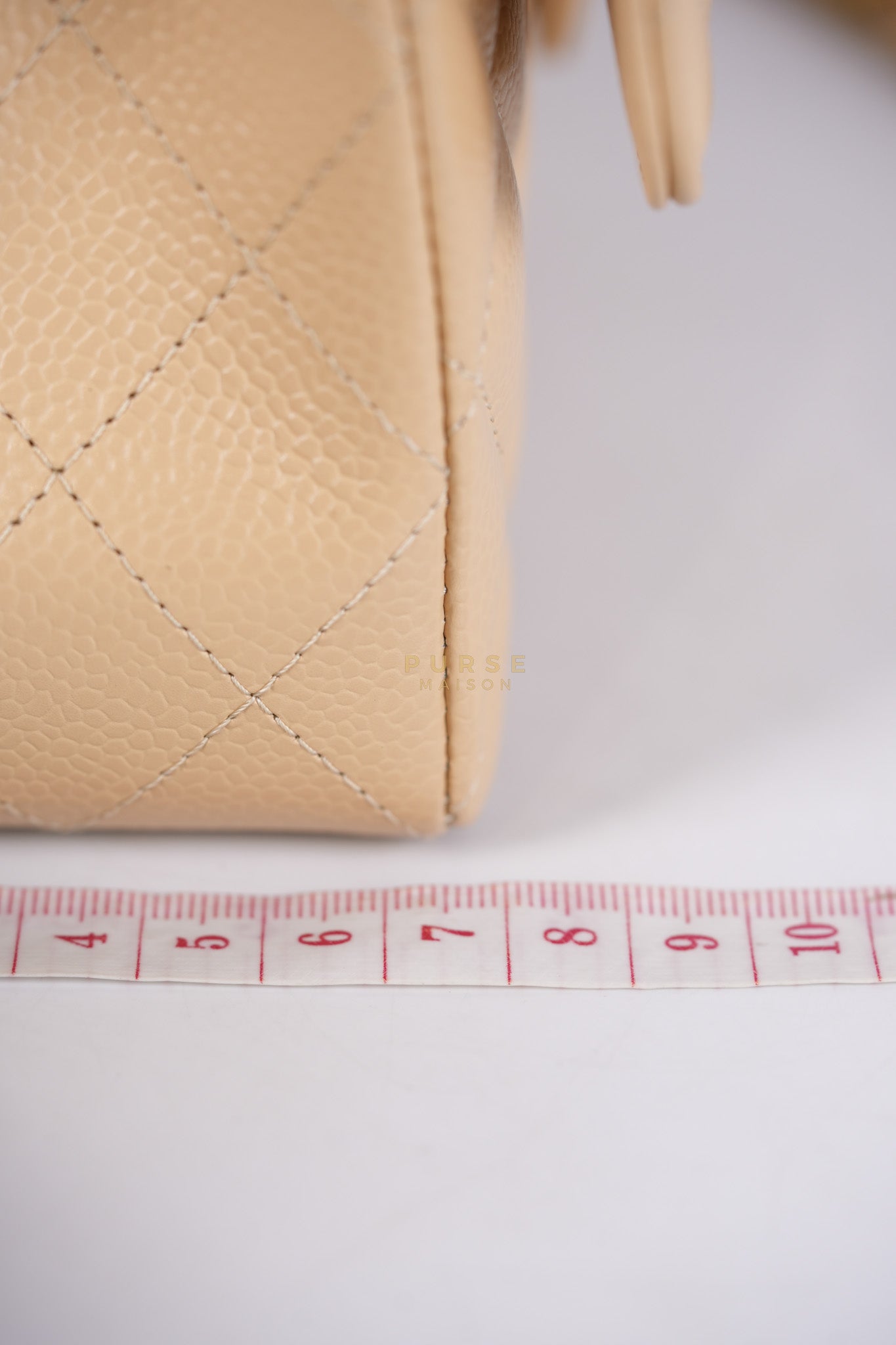 Classic Double Flap Small in Beige Clair Quilted Caviar Leather and Gold Hardware (Microchip)