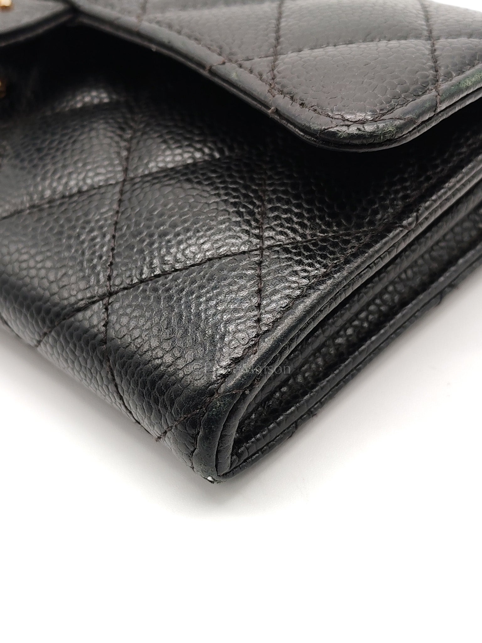 L-Gusset Flap Wallet in Black Quilted Caviar Leather & Gold Hardware Series 24 | Purse Maison Luxury Bags Shop