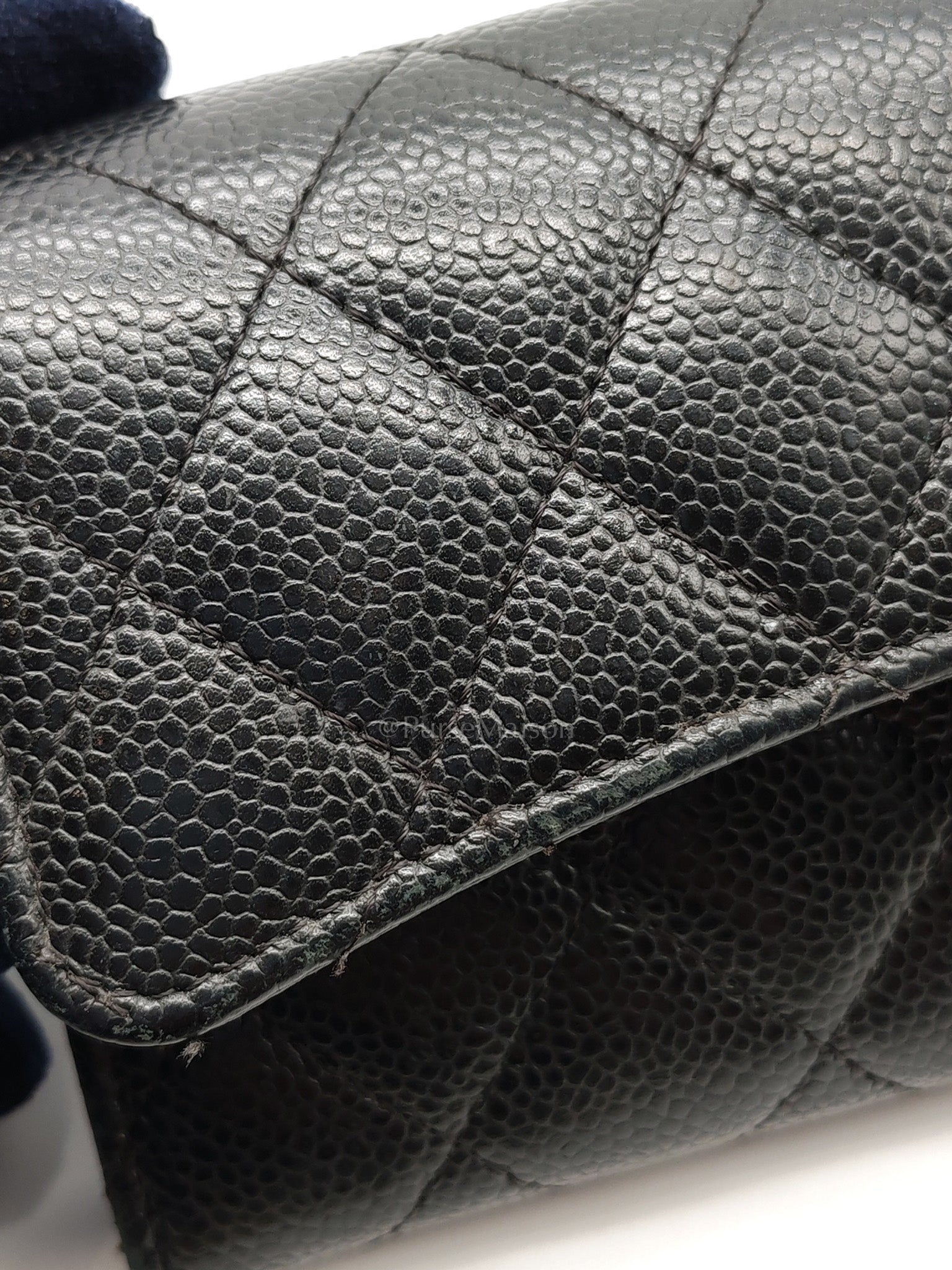 L-Gusset Flap Wallet in Black Quilted Caviar Leather & Gold Hardware Series 24 | Purse Maison Luxury Bags Shop