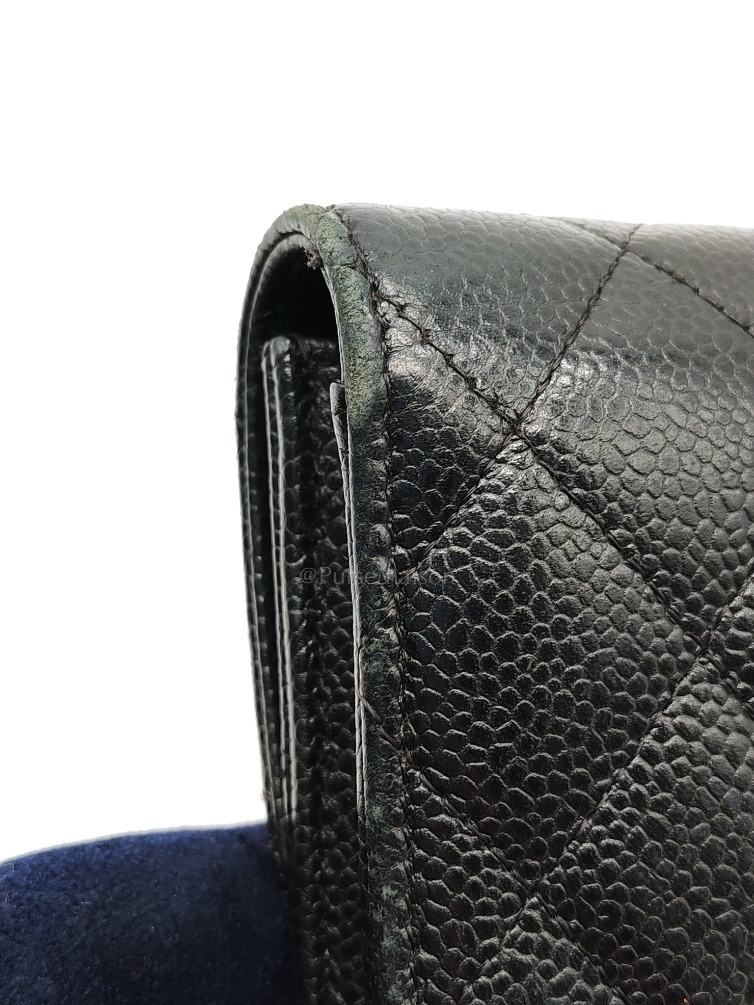 L-Gusset Flap Wallet in Black Quilted Caviar Leather & Gold Hardware Series 24 | Purse Maison Luxury Bags Shop