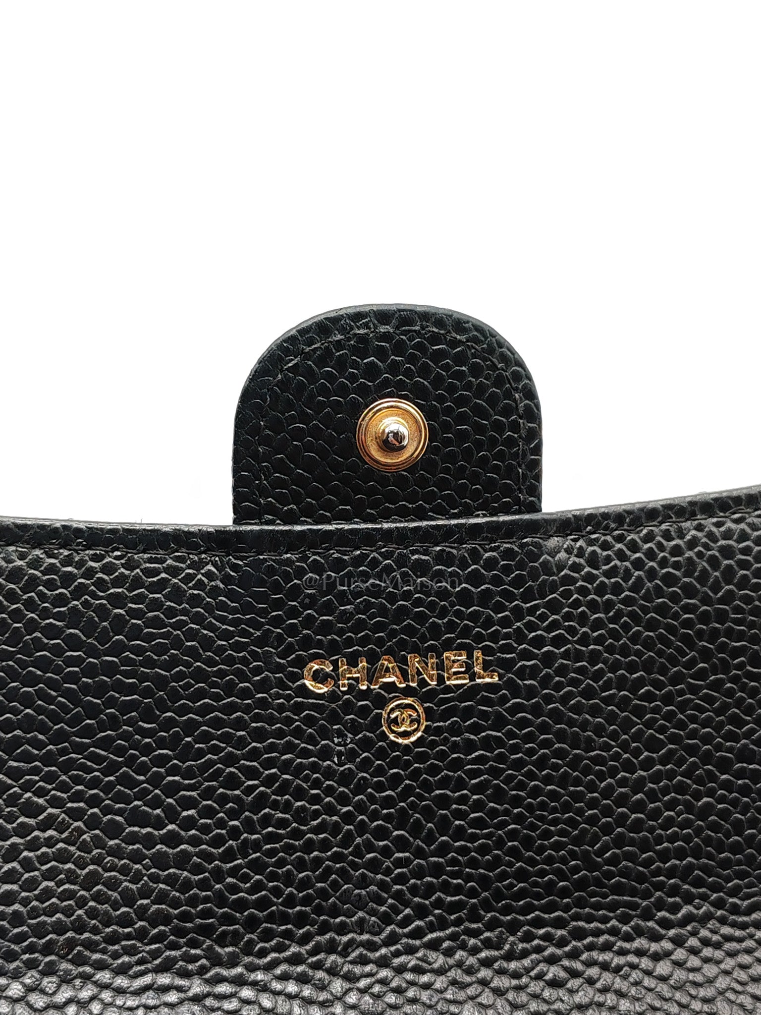 L-Gusset Flap Wallet in Black Quilted Caviar Leather & Gold Hardware Series 24 | Purse Maison Luxury Bags Shop