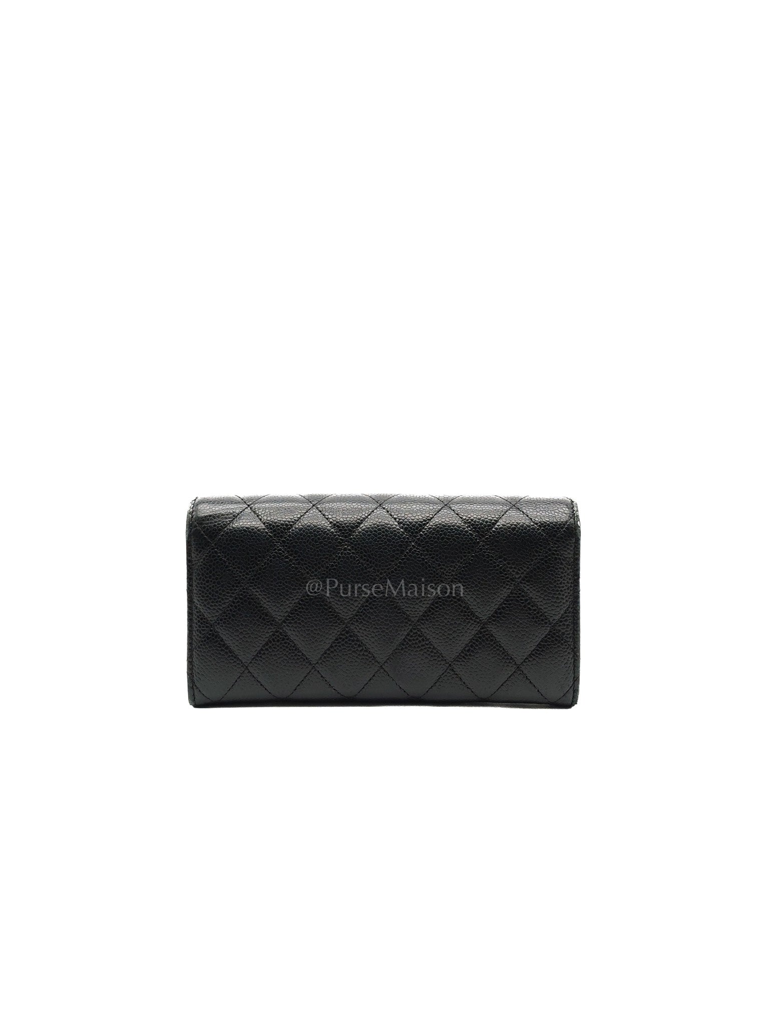 L-Gusset Flap Wallet in Black Quilted Caviar Leather & Gold Hardware Series 24 | Purse Maison Luxury Bags Shop