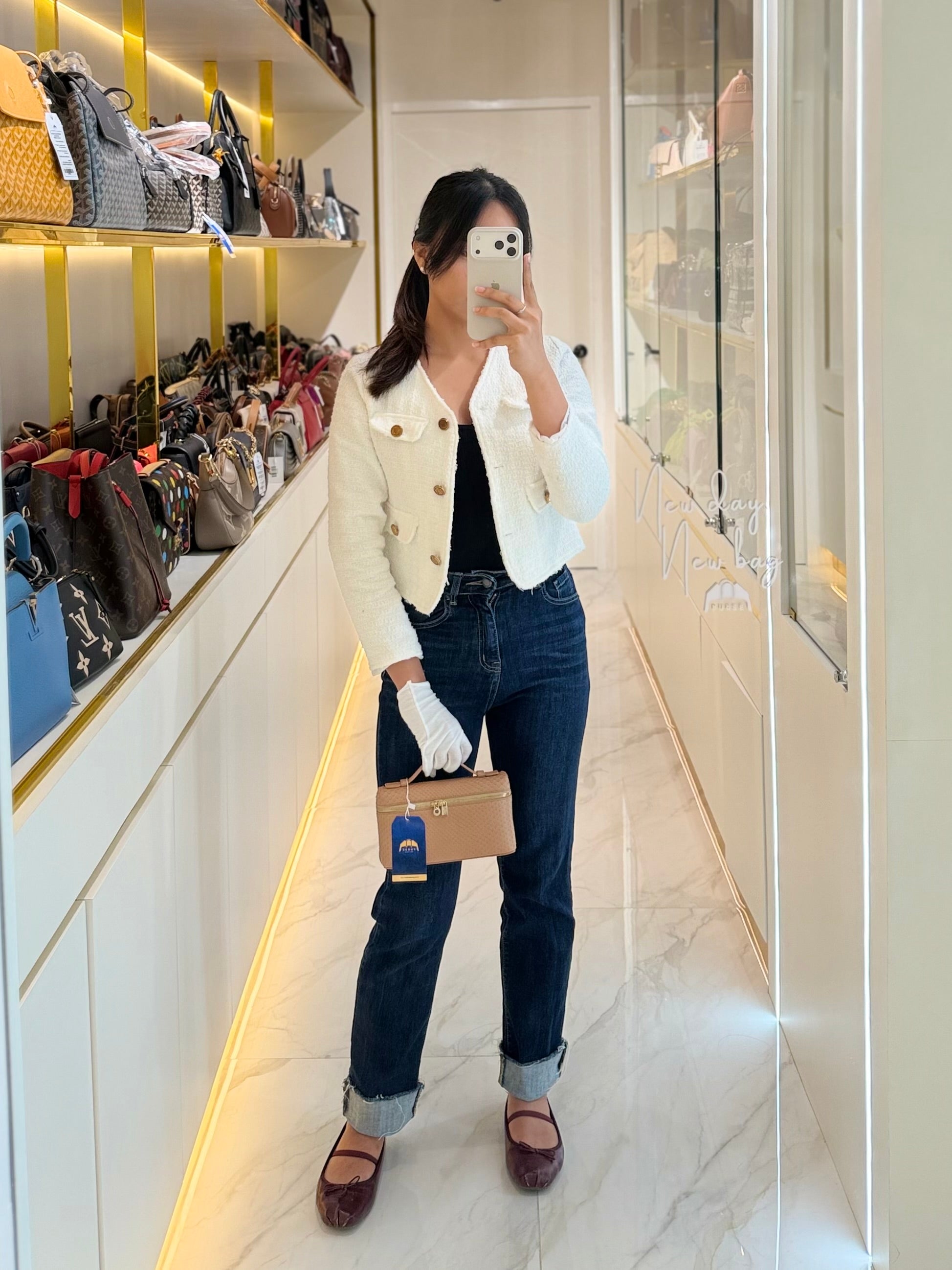 L19 Extra Pocket in Python Leather and Gold Hardware Two-Way Shoulder Bag | Purse Maison Luxury Bags Shop