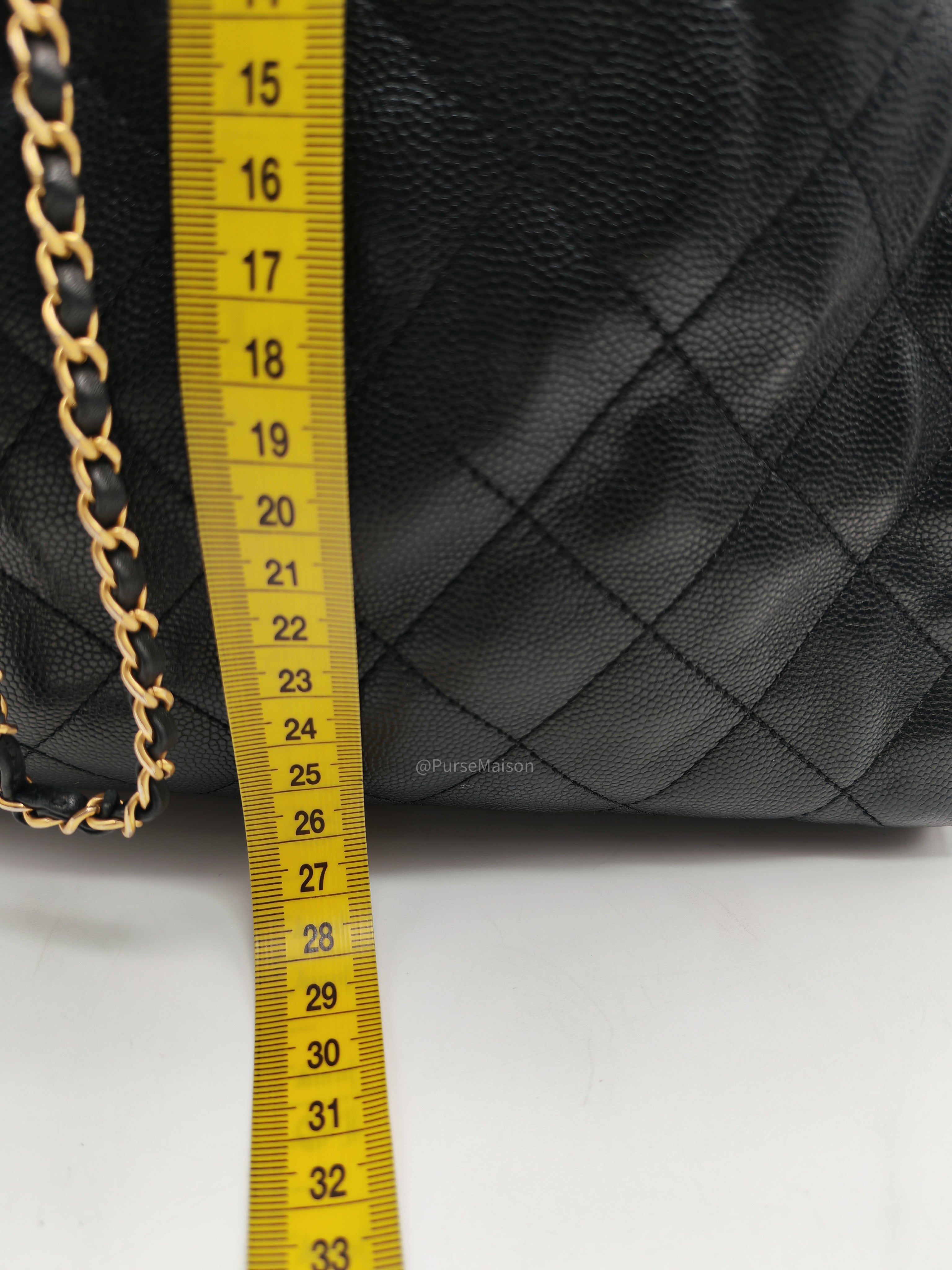 Chanel 25 Hobo Bag Medium in Black Caviar Leather Aged Gold Hardware (Microchip)