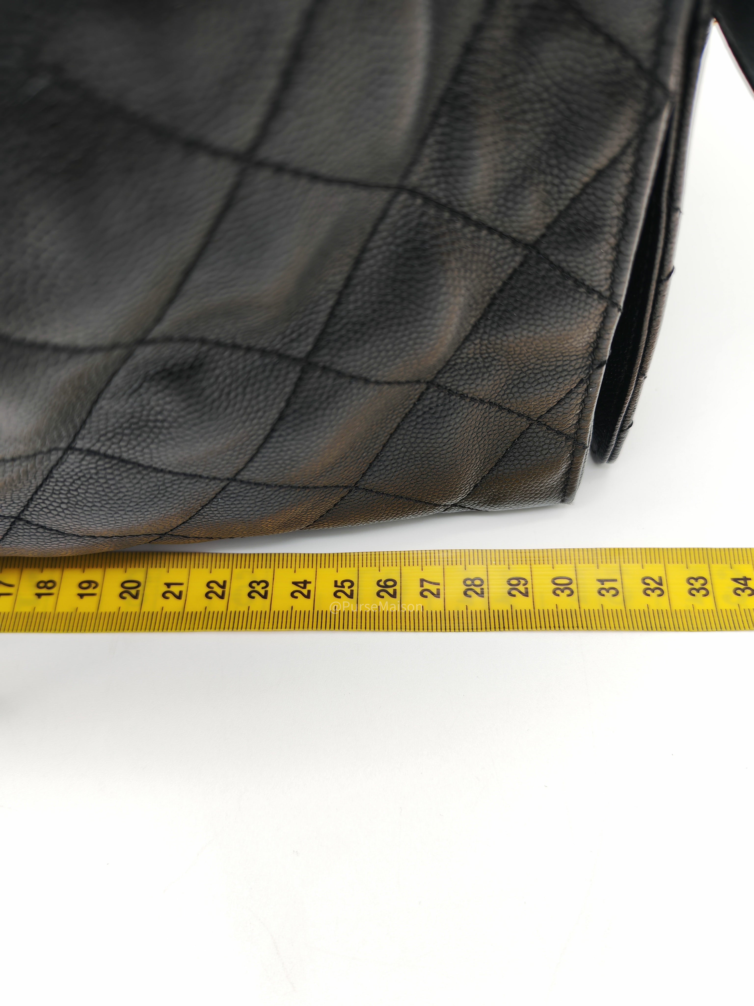 Chanel 25 Hobo Bag Medium in Black Caviar Leather Aged Gold Hardware (Microchip)