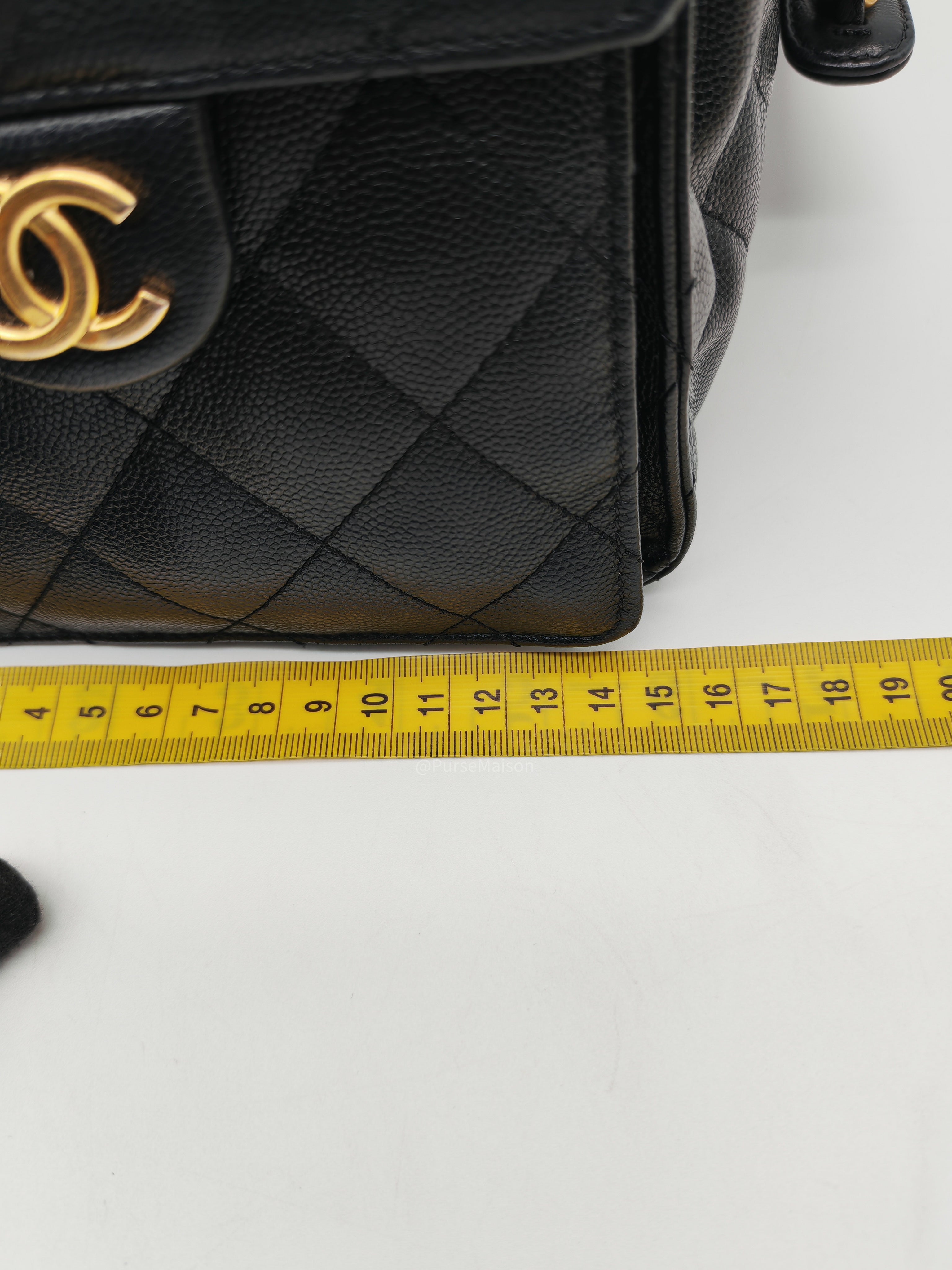 Chanel 25 Hobo Bag Medium in Black Caviar Leather Aged Gold Hardware (Microchip)