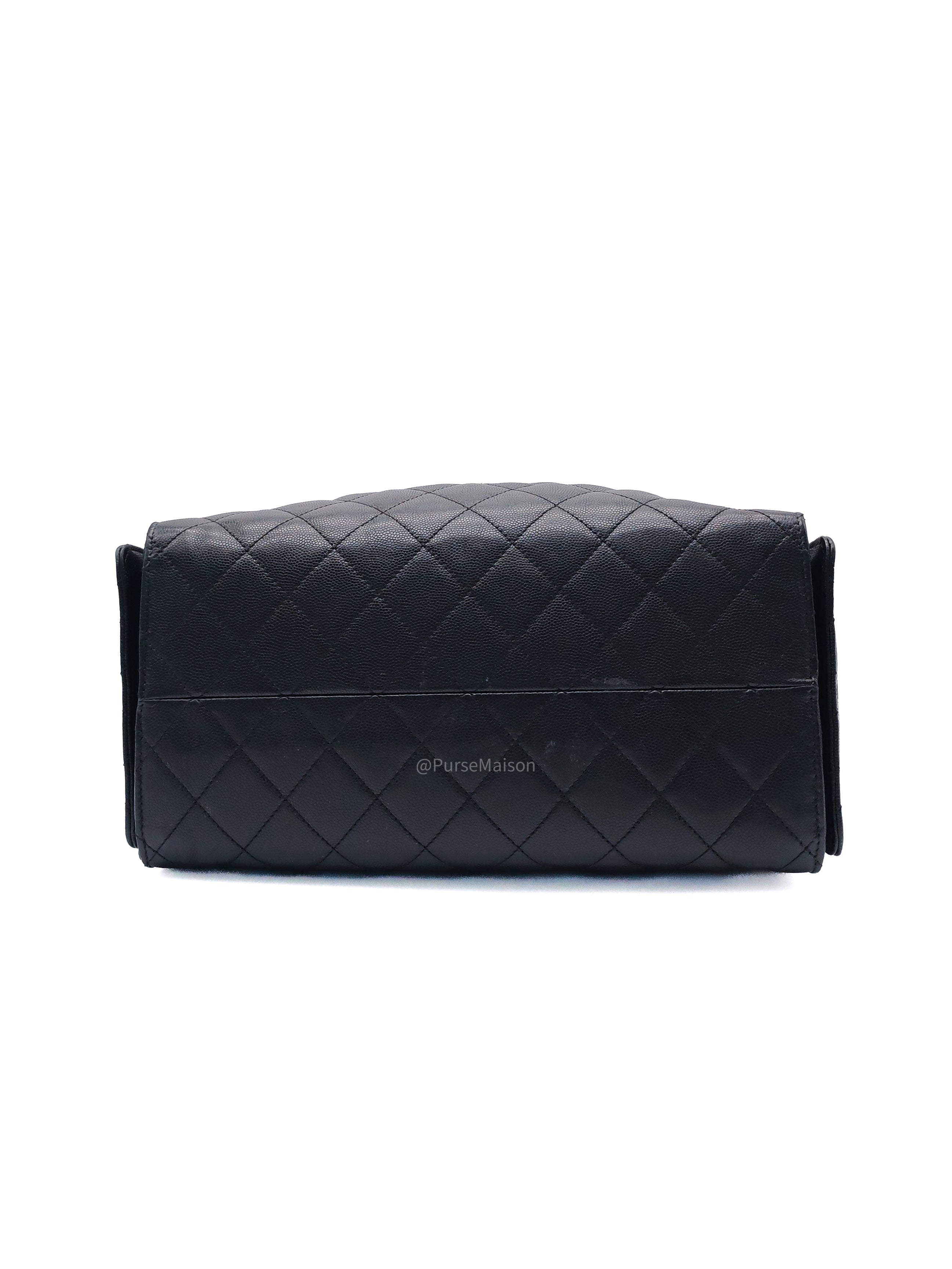 Chanel 25 Hobo Bag Medium in Black Caviar Leather Aged Gold Hardware (Microchip)