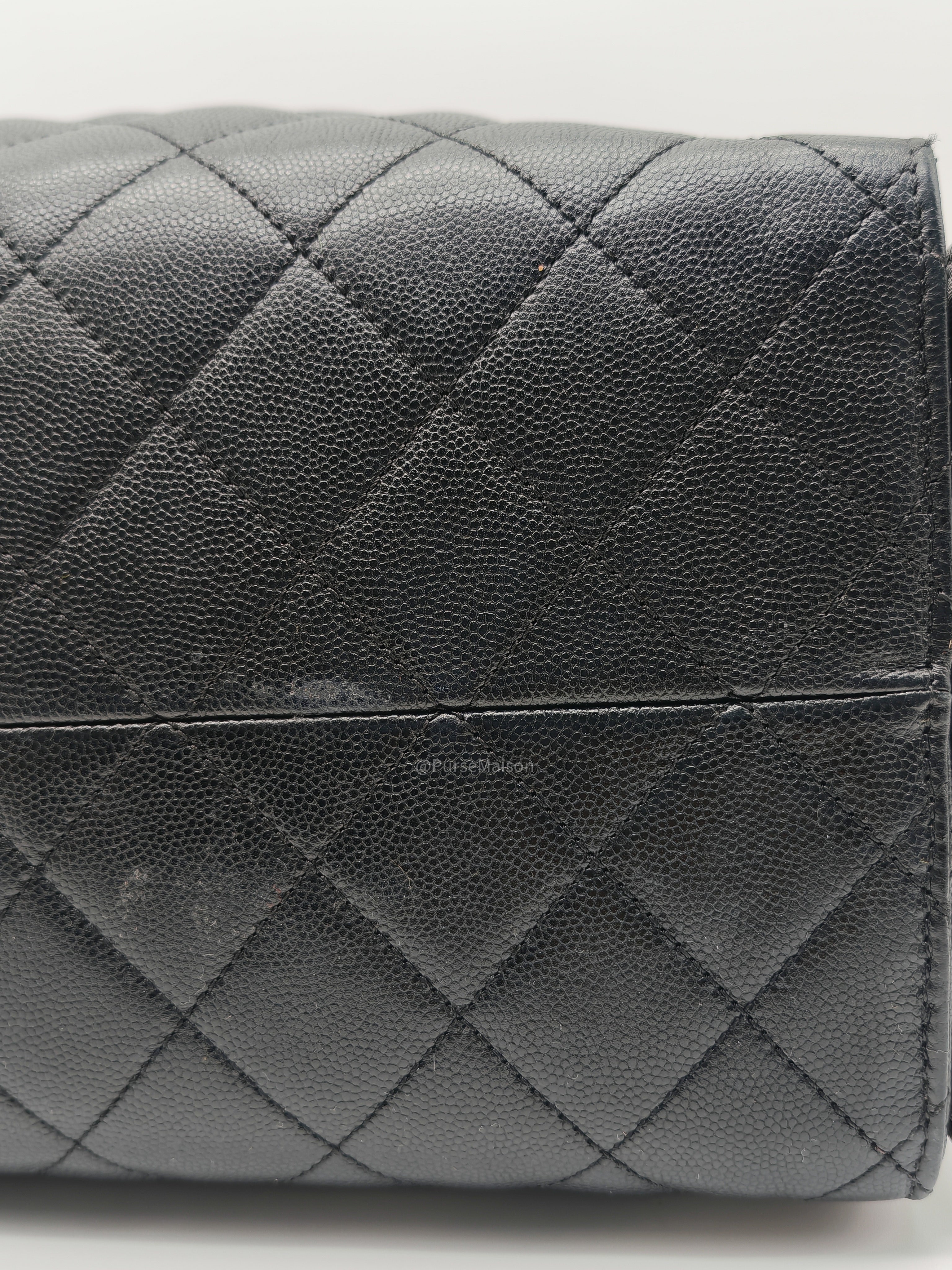 Chanel 25 Hobo Bag Medium in Black Caviar Leather Aged Gold Hardware (Microchip)