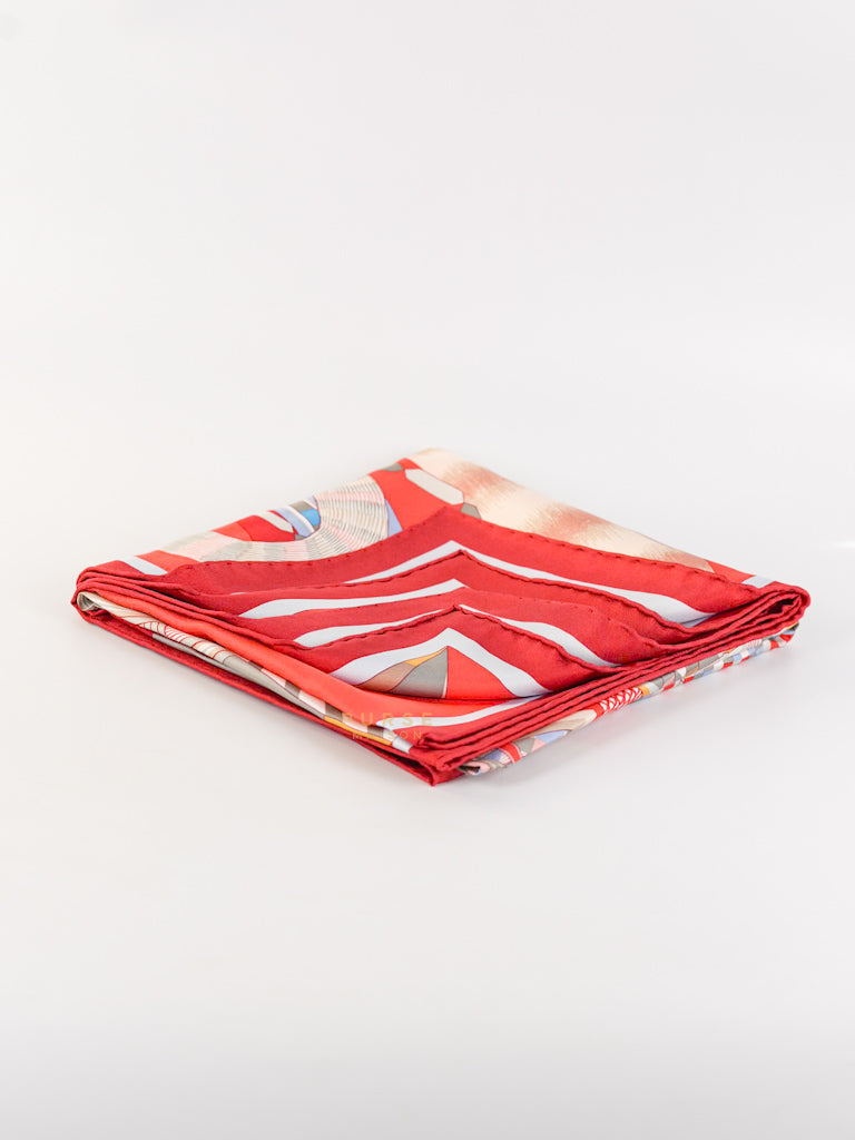 La Selle Imaginaire Silk Scarf in Red Size 90cm | Purse Maison Luxury Bags Shop