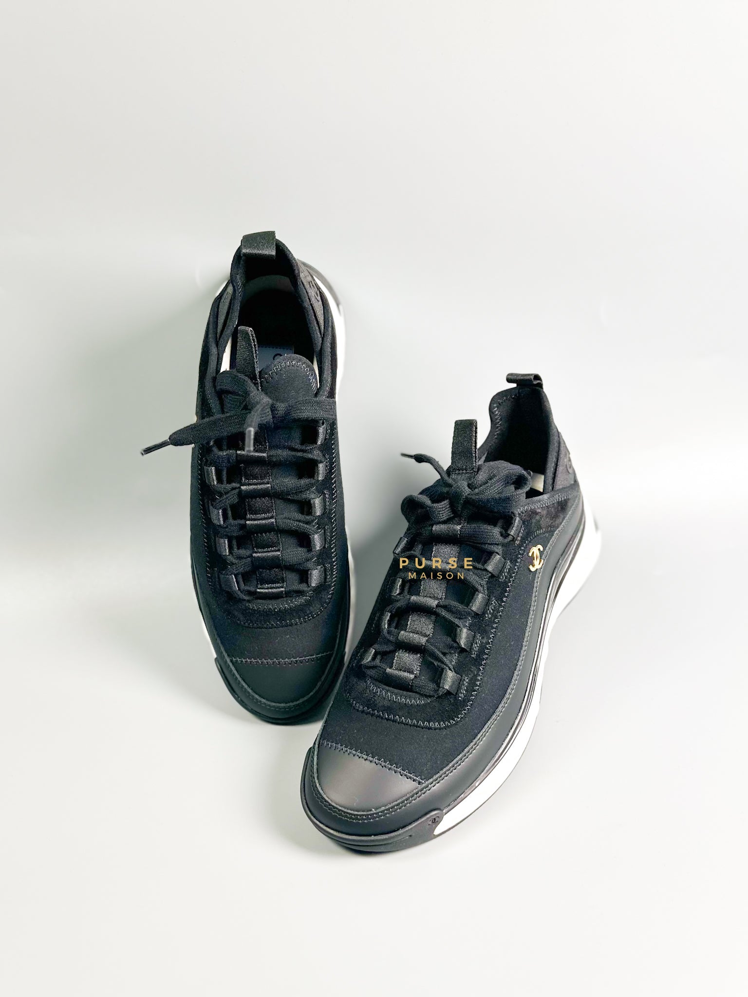 Lace Up Velvet Calfskin Mixed Fibers Sneakers Size 38.5 EU (25.5cm) | Purse Maison Luxury Bags Shop