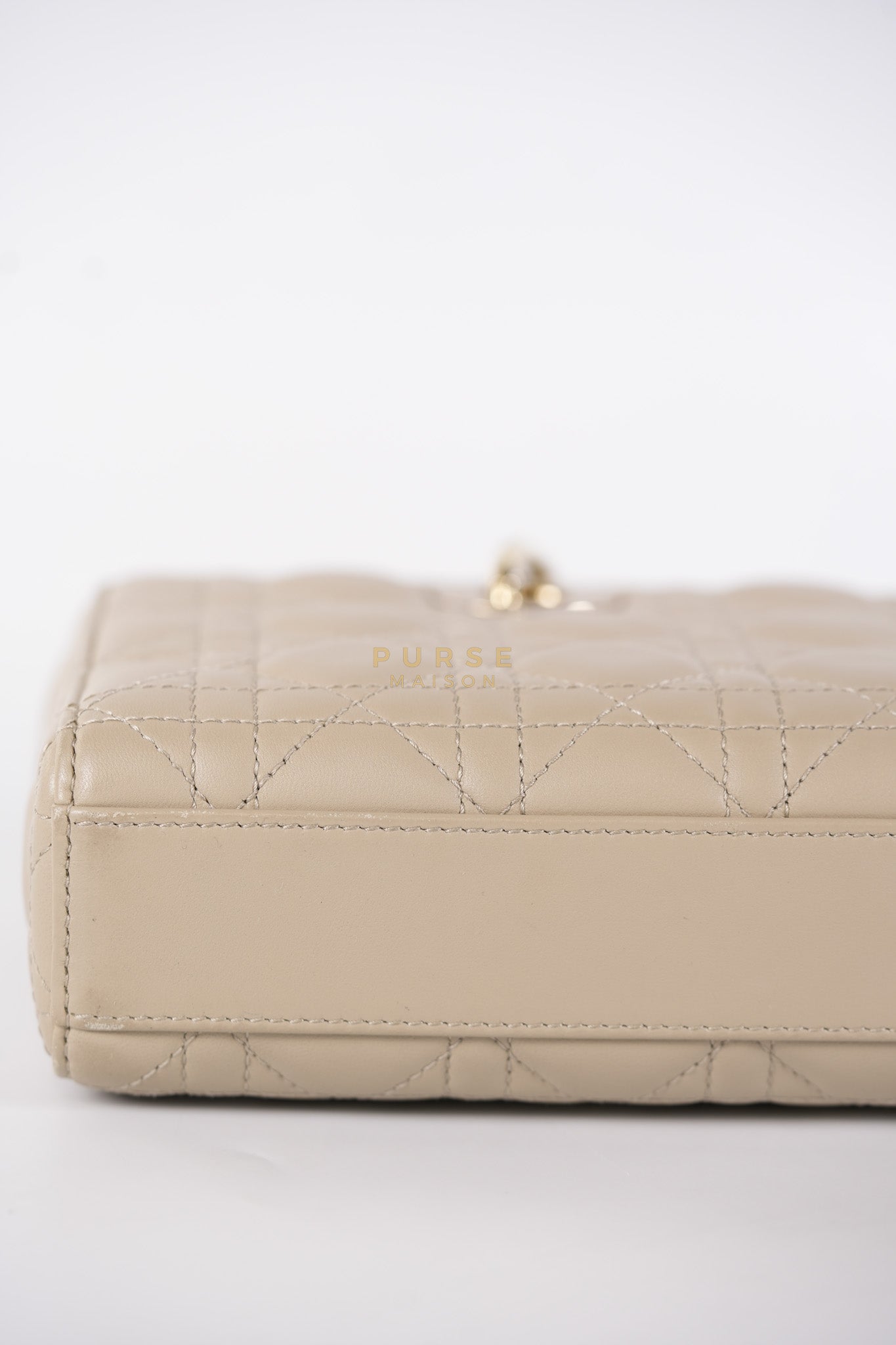 Lady D-Joy Medium Biscuit (Beige) in Lambskin Leather and Light Gold Hardware | Purse Maison Luxury Bags Shop