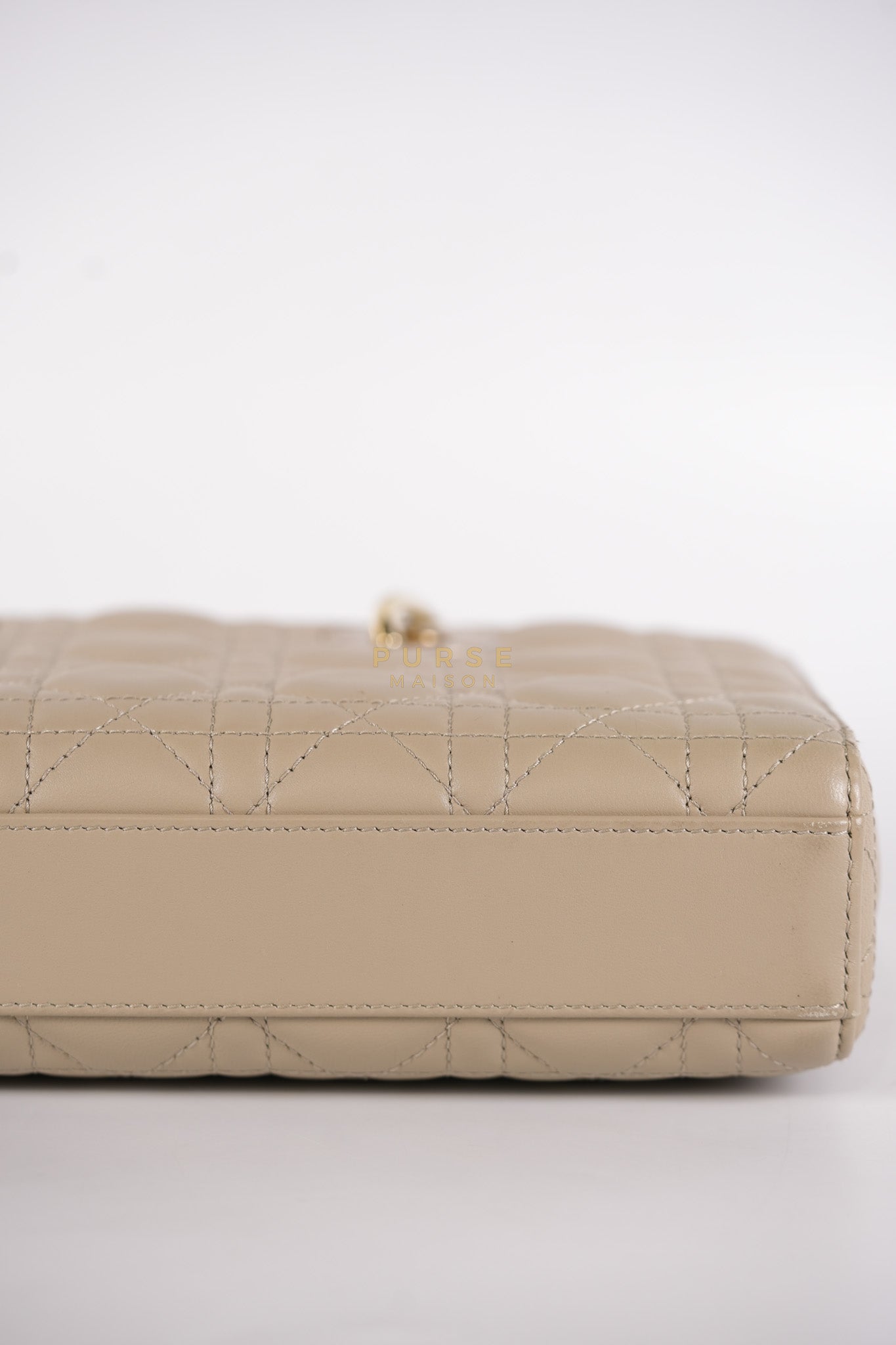 Lady D-Joy Medium Biscuit (Beige) in Lambskin Leather and Light Gold Hardware | Purse Maison Luxury Bags Shop