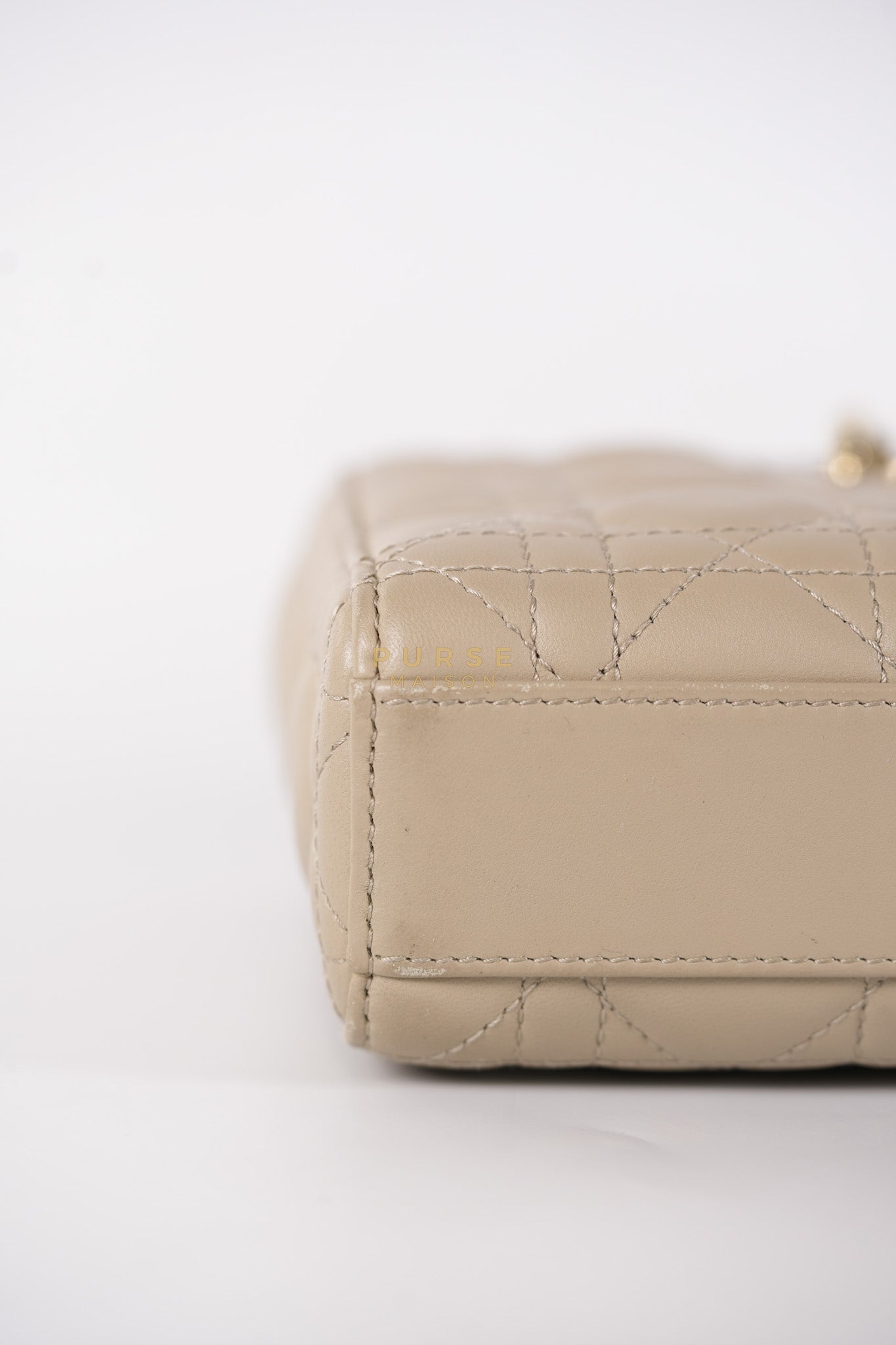 Lady D-Joy Medium Biscuit (Beige) in Lambskin Leather and Light Gold Hardware | Purse Maison Luxury Bags Shop