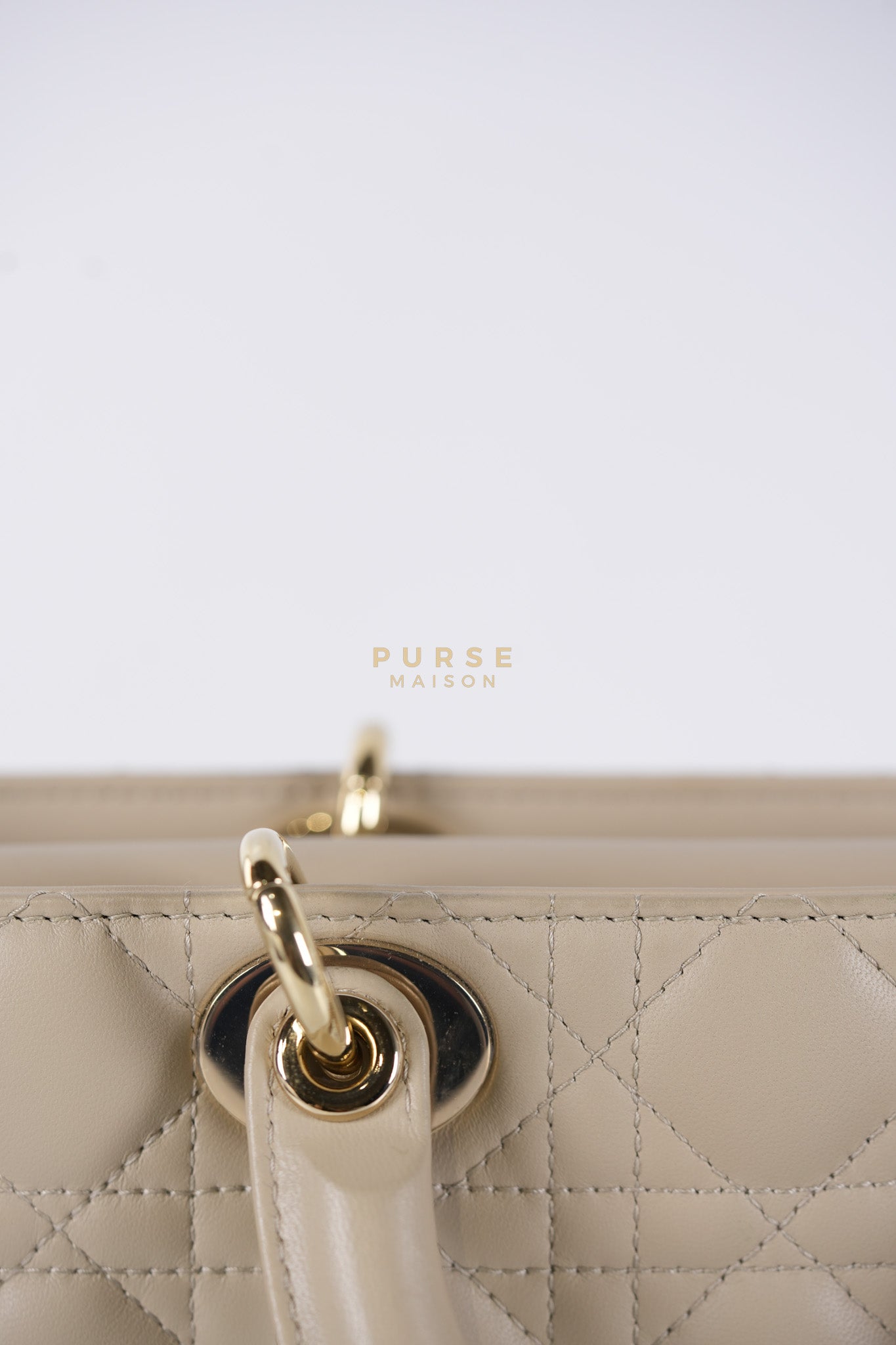 Lady D-Joy Medium Biscuit (Beige) in Lambskin Leather and Light Gold Hardware | Purse Maison Luxury Bags Shop