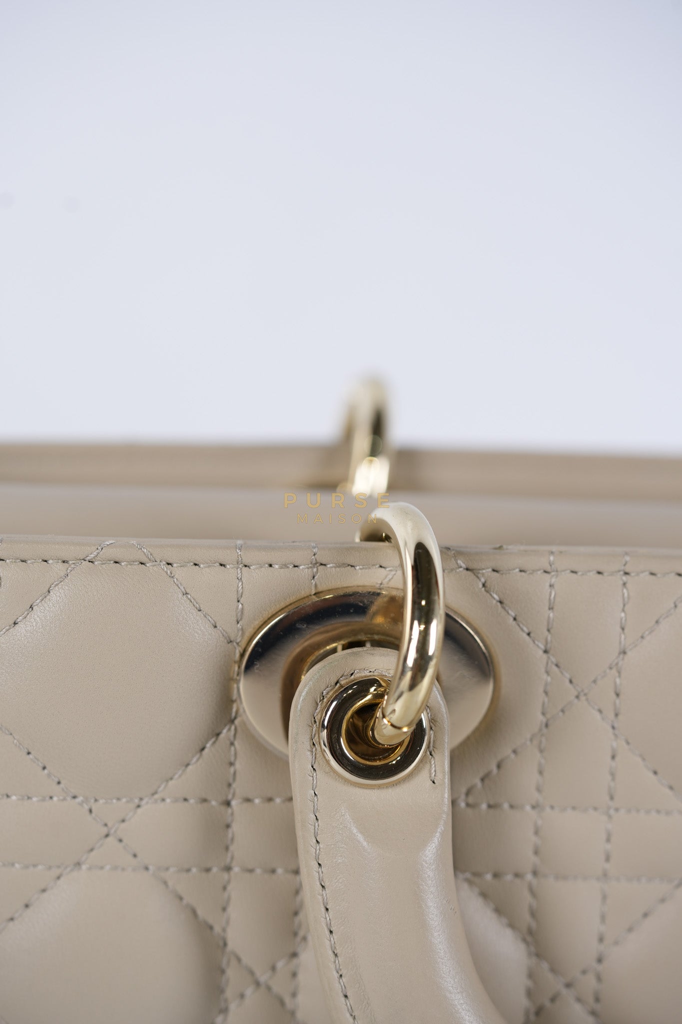 Lady D-Joy Medium Biscuit (Beige) in Lambskin Leather and Light Gold Hardware | Purse Maison Luxury Bags Shop