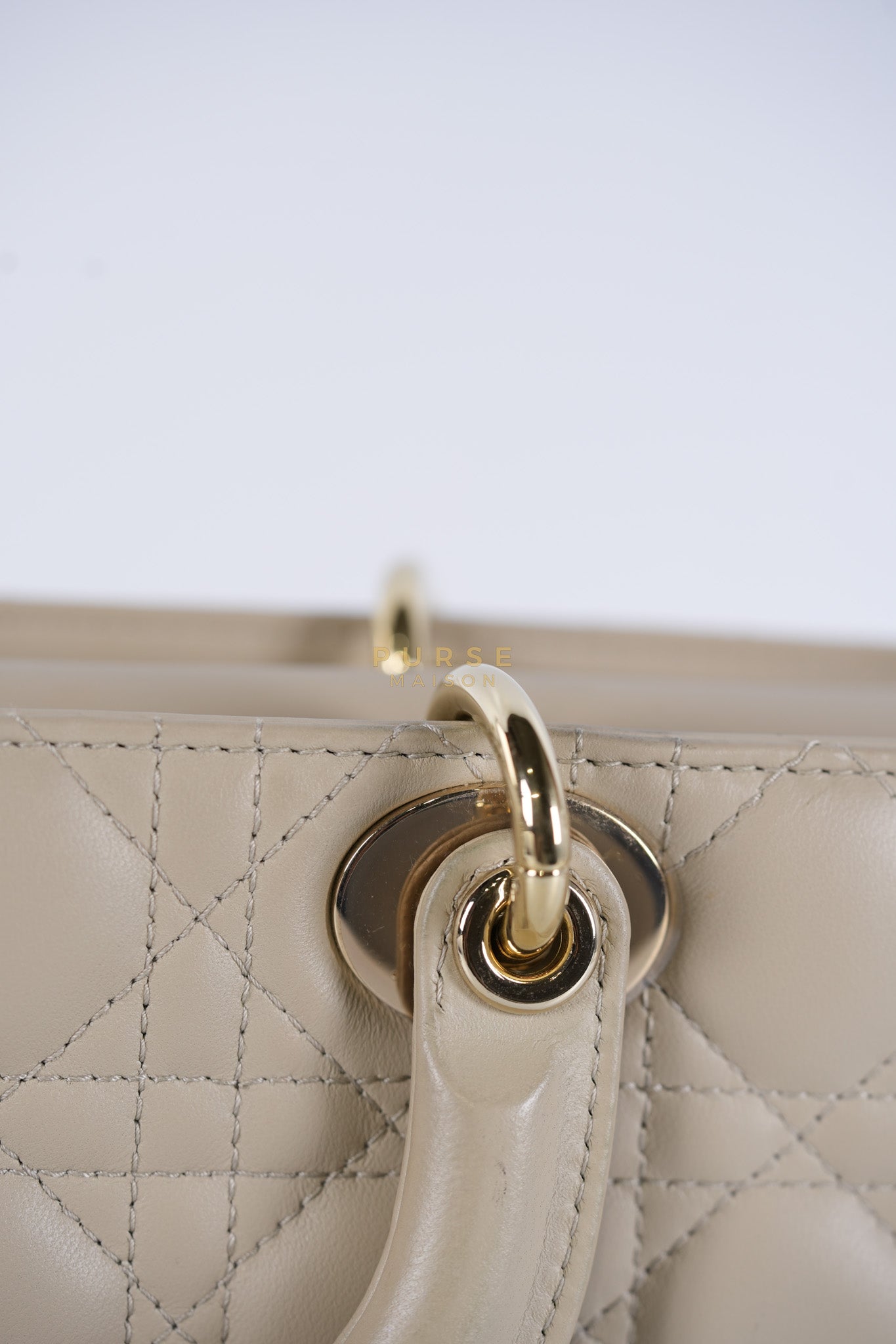Lady D-Joy Medium Biscuit (Beige) in Lambskin Leather and Light Gold Hardware | Purse Maison Luxury Bags Shop