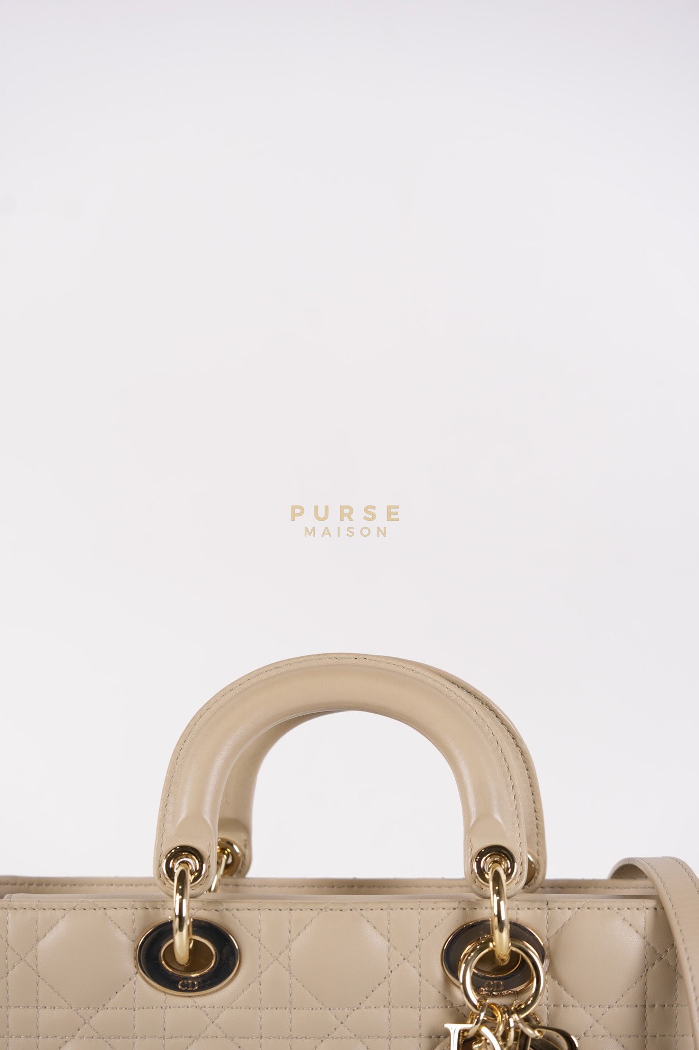 Lady D-Joy Medium Biscuit (Beige) in Lambskin Leather and Light Gold Hardware | Purse Maison Luxury Bags Shop