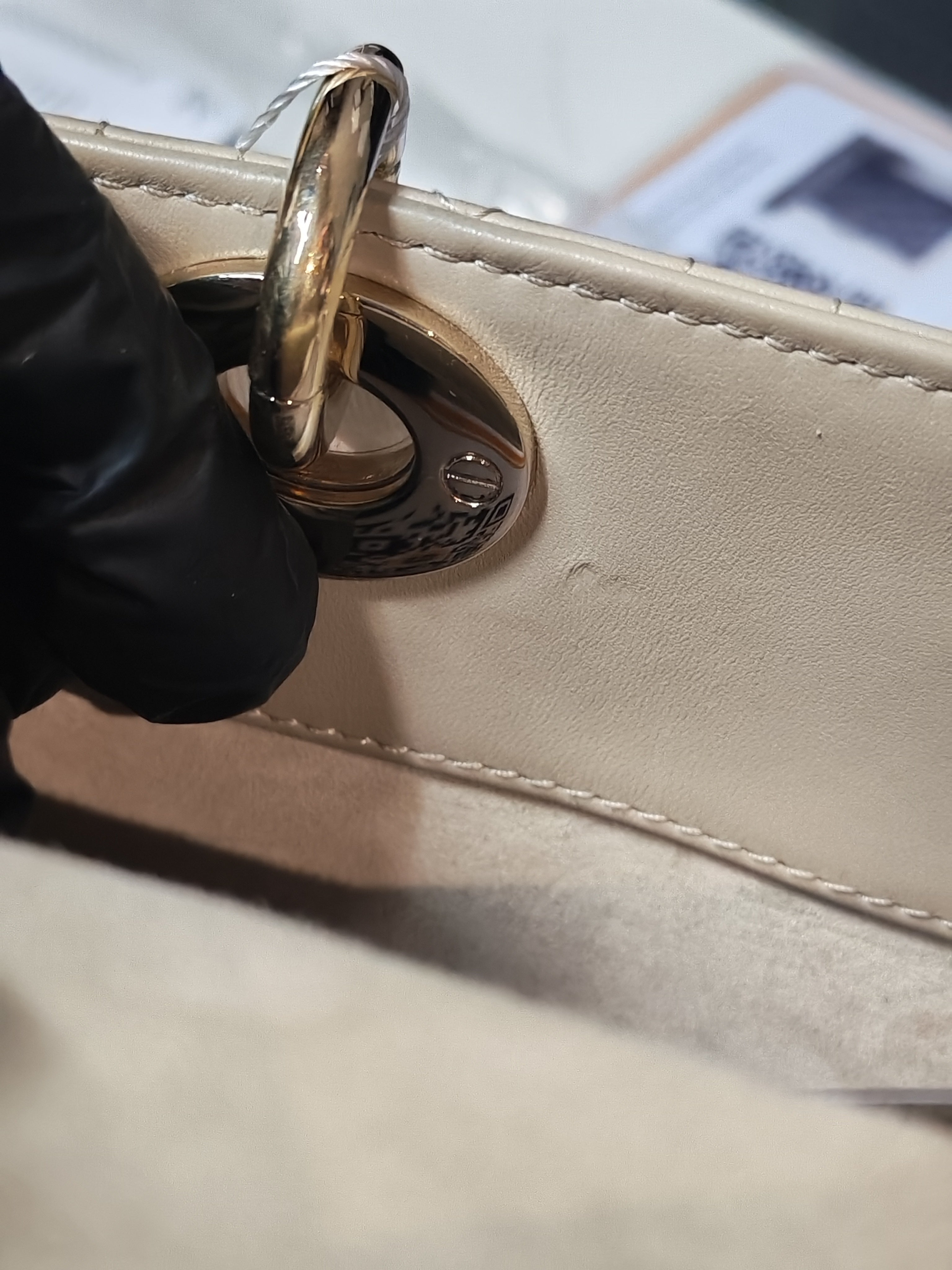 Lady D-Joy Medium Biscuit (Beige) in Lambskin Leather and Light Gold Hardware | Purse Maison Luxury Bags Shop
