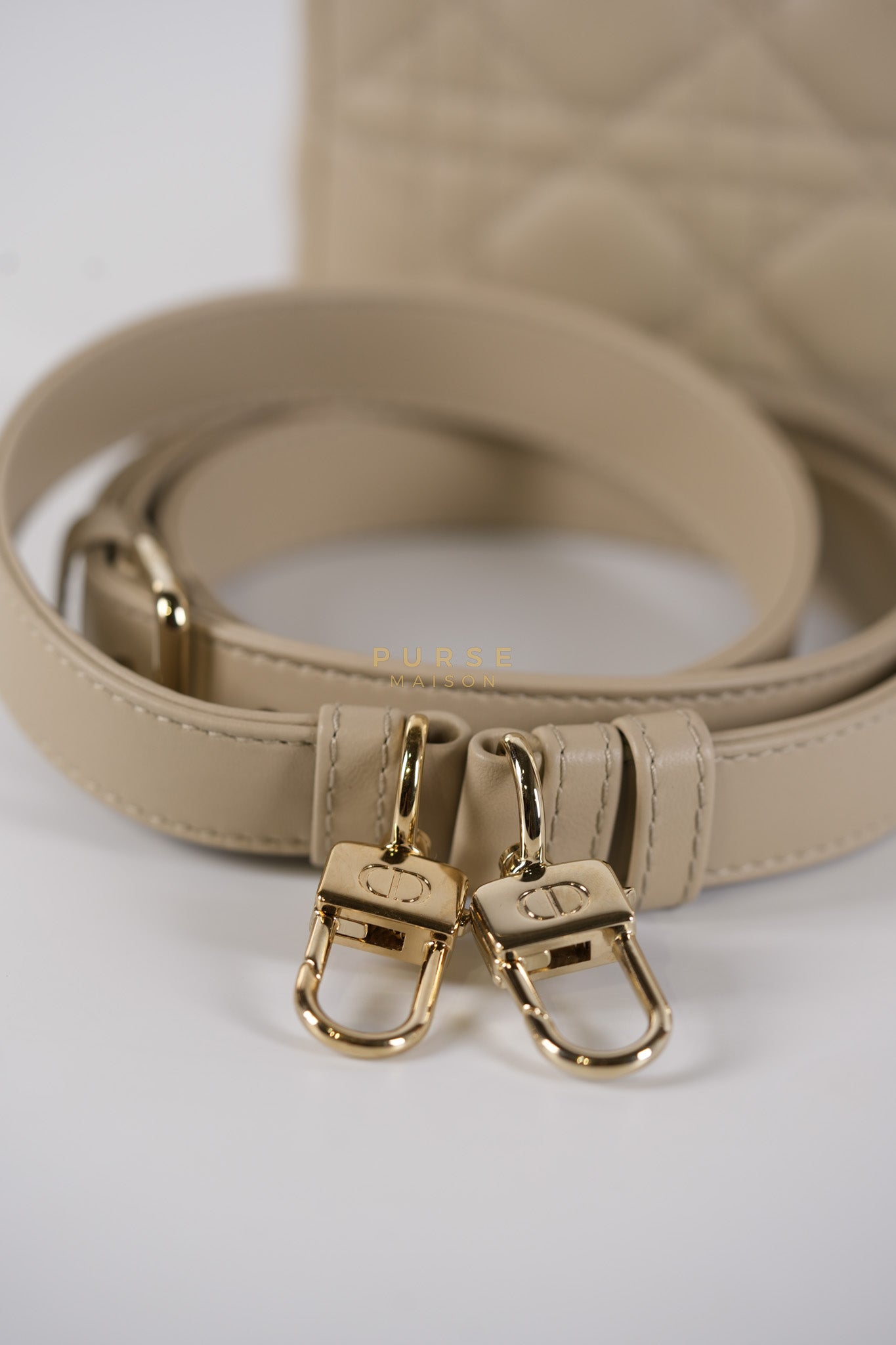 Lady D-Joy Medium Biscuit (Beige) in Lambskin Leather and Light Gold Hardware | Purse Maison Luxury Bags Shop