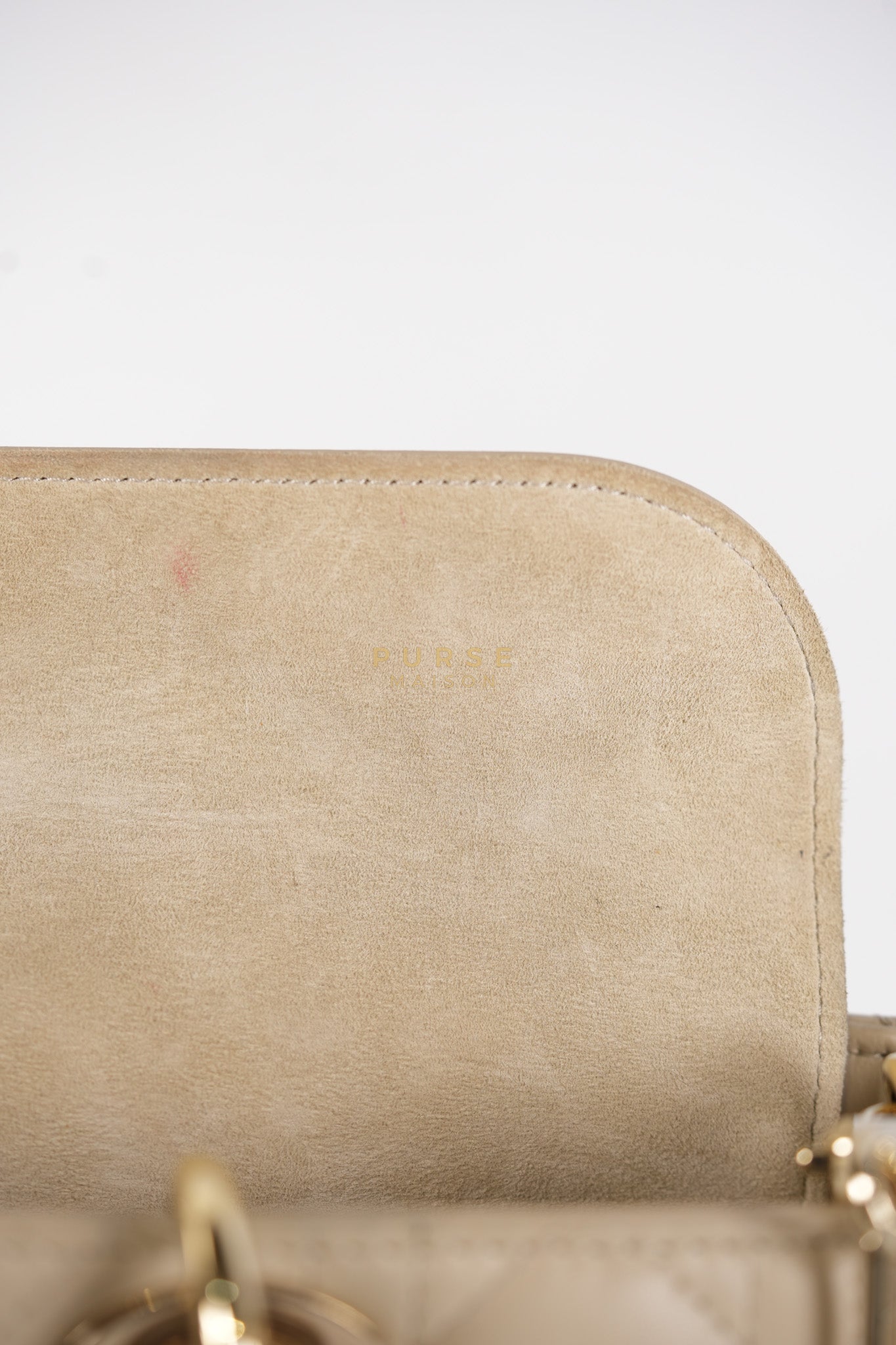 Lady D-Joy Medium Biscuit (Beige) in Lambskin Leather and Light Gold Hardware | Purse Maison Luxury Bags Shop
