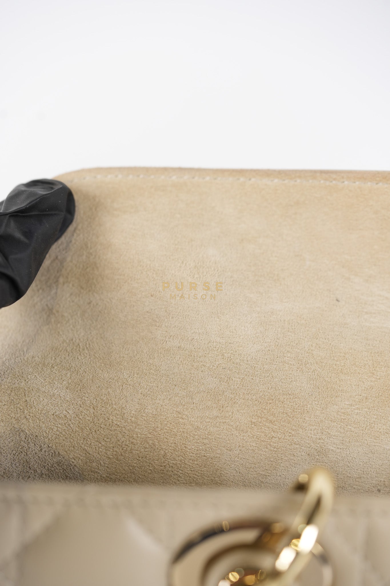 Lady D-Joy Medium Biscuit (Beige) in Lambskin Leather and Light Gold Hardware | Purse Maison Luxury Bags Shop