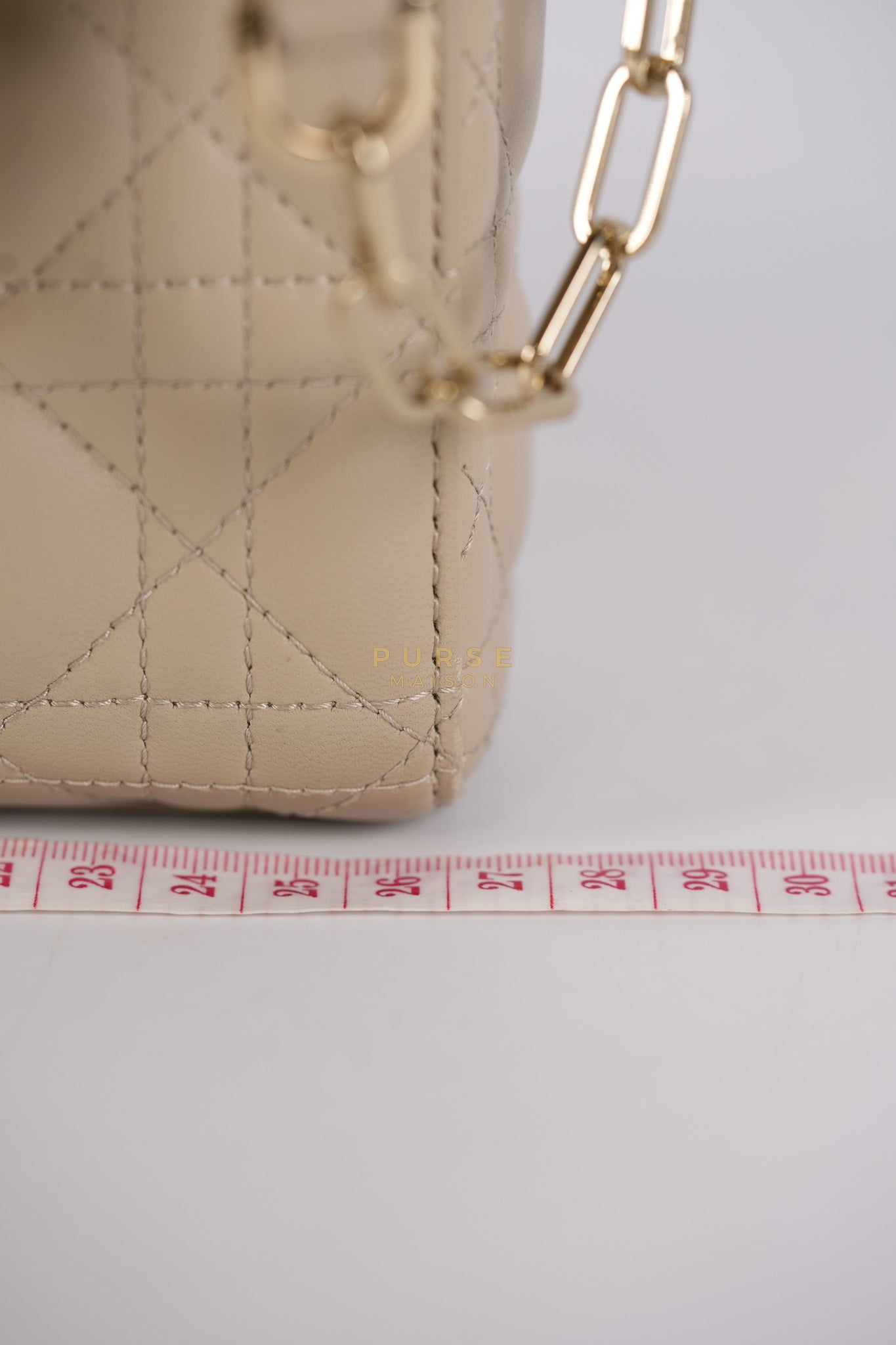 Lady D-Joy Medium Biscuit (Beige) in Lambskin Leather and Light Gold Hardware | Purse Maison Luxury Bags Shop