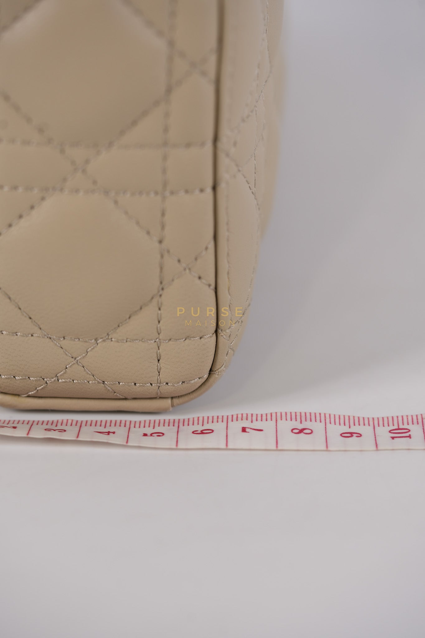 Lady D-Joy Medium Biscuit (Beige) in Lambskin Leather and Light Gold Hardware | Purse Maison Luxury Bags Shop